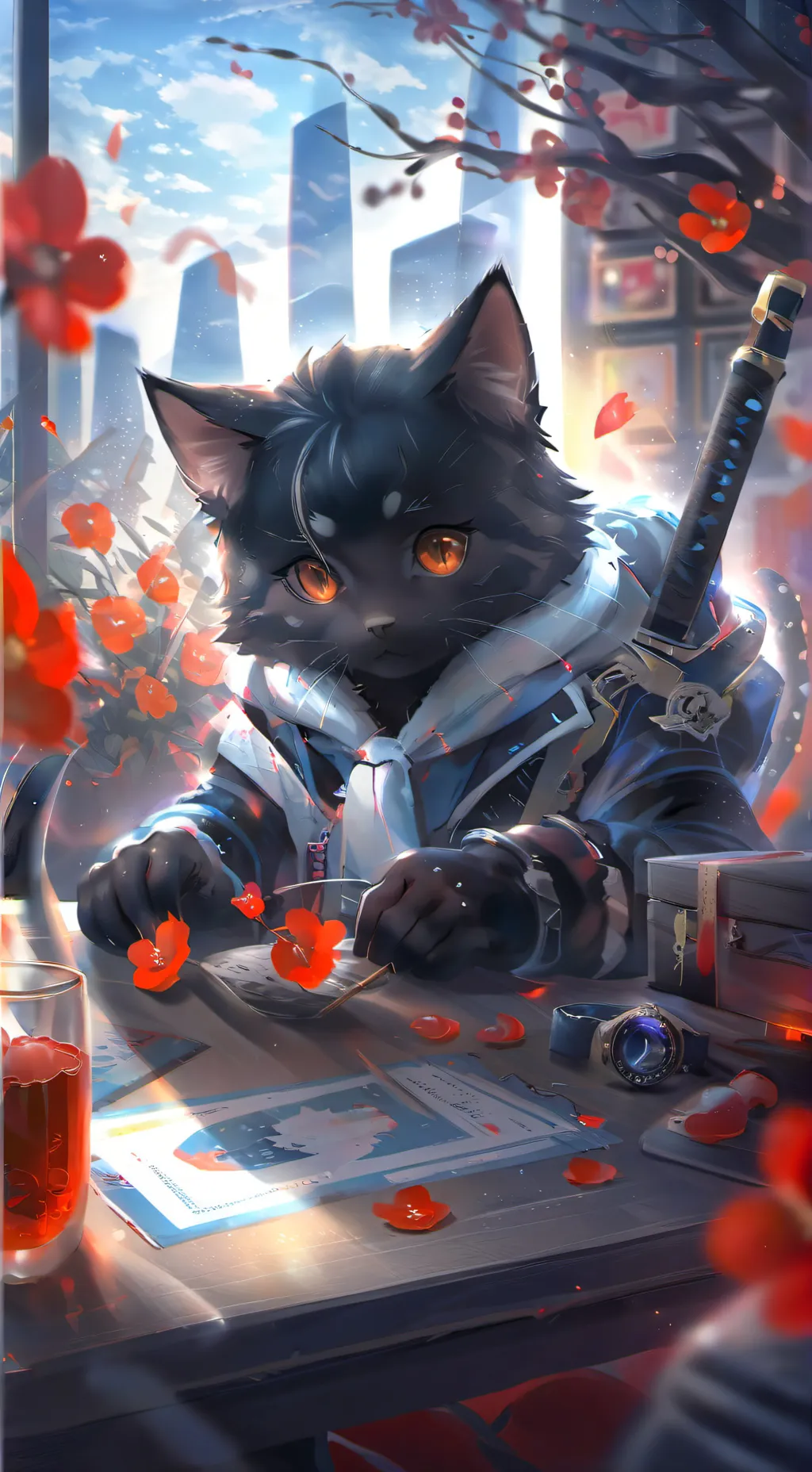 ai character: MHA CAT QUIRK background