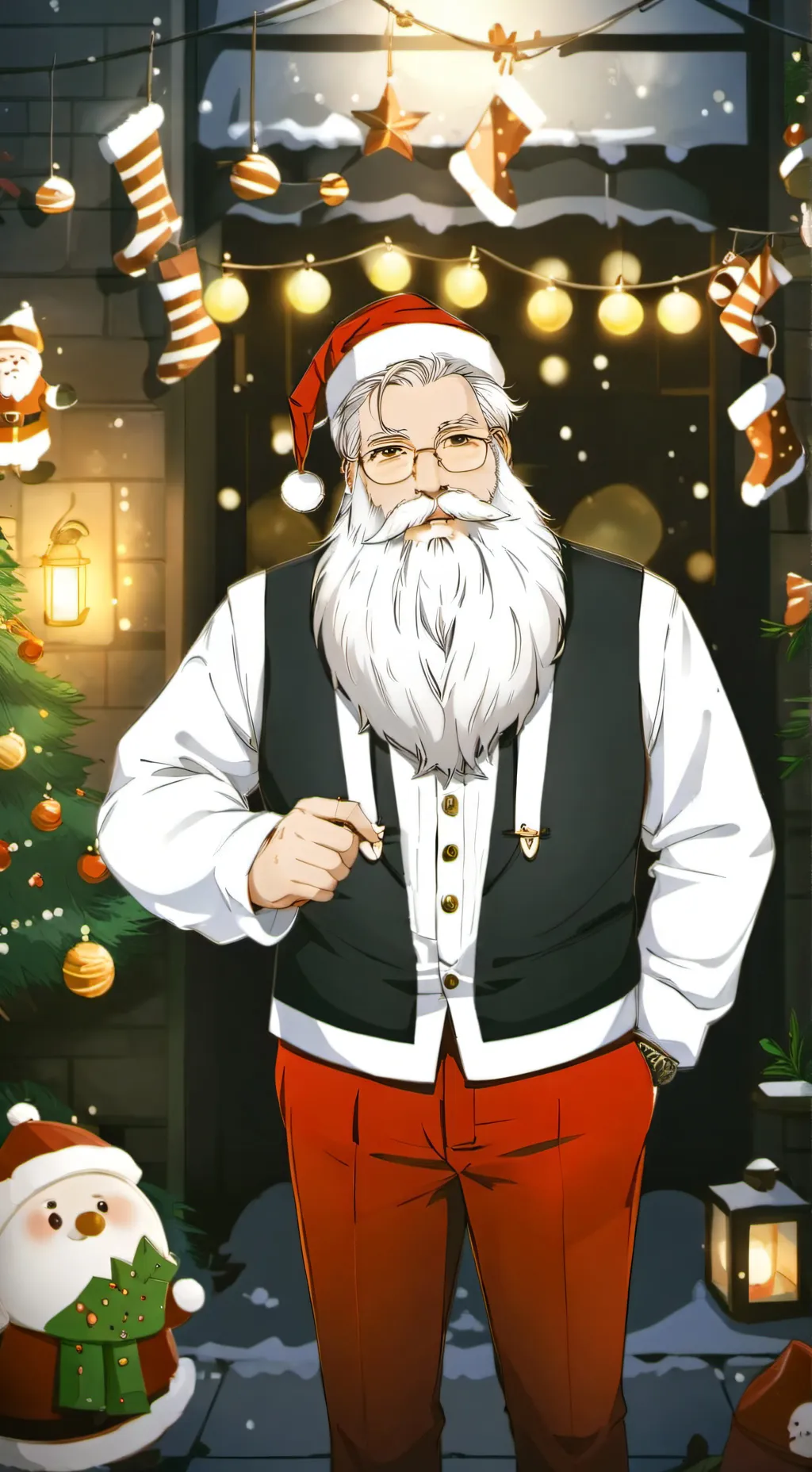 ai character: Santa  background