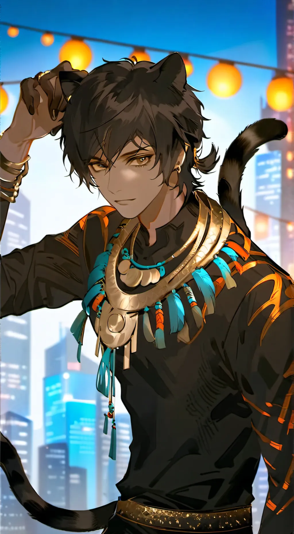 ai character: Midnight Panther Furry background
