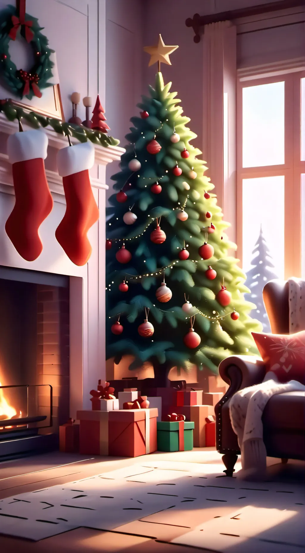 ai character: Chriatmas morning background