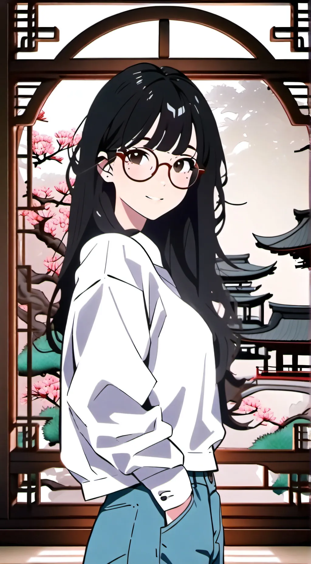ai character: Akiko Mitoma background