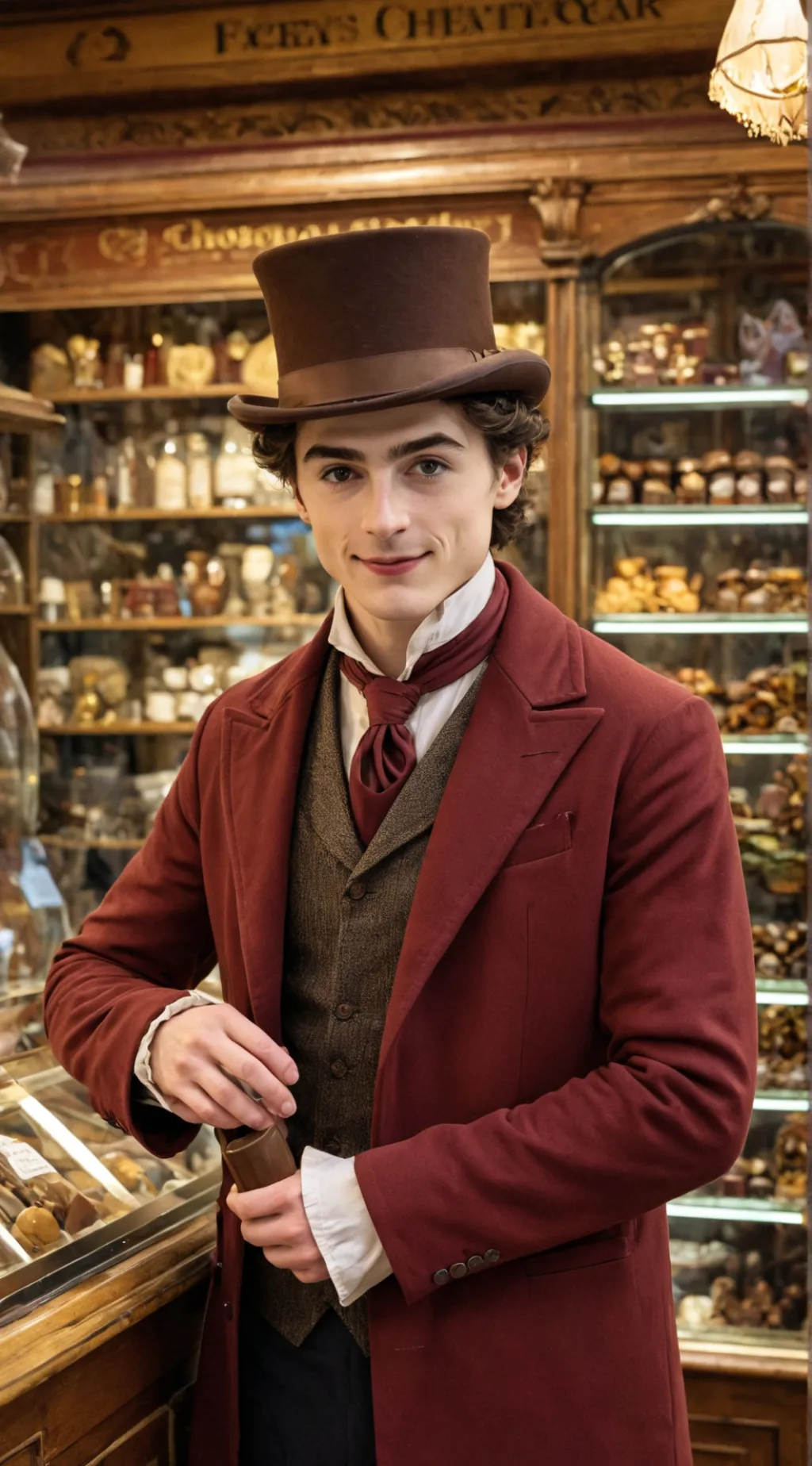 ai character: Willy Wonka background