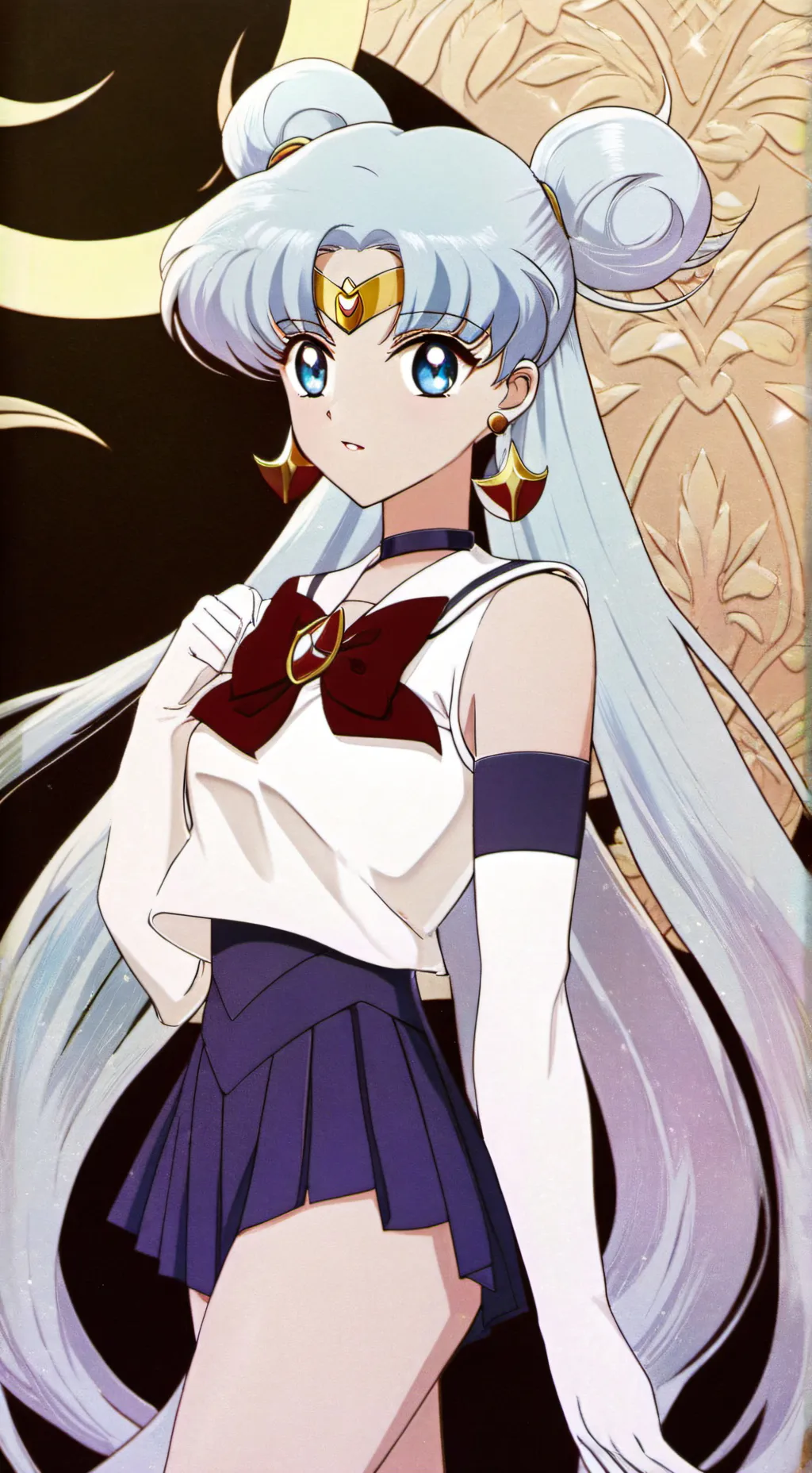 ai character: Sailor moon Silver background