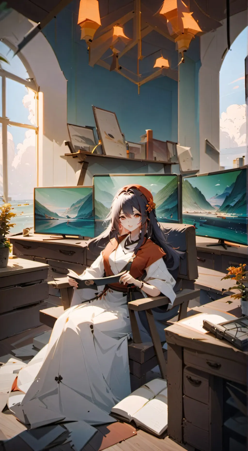 ai character: tv woman sister background