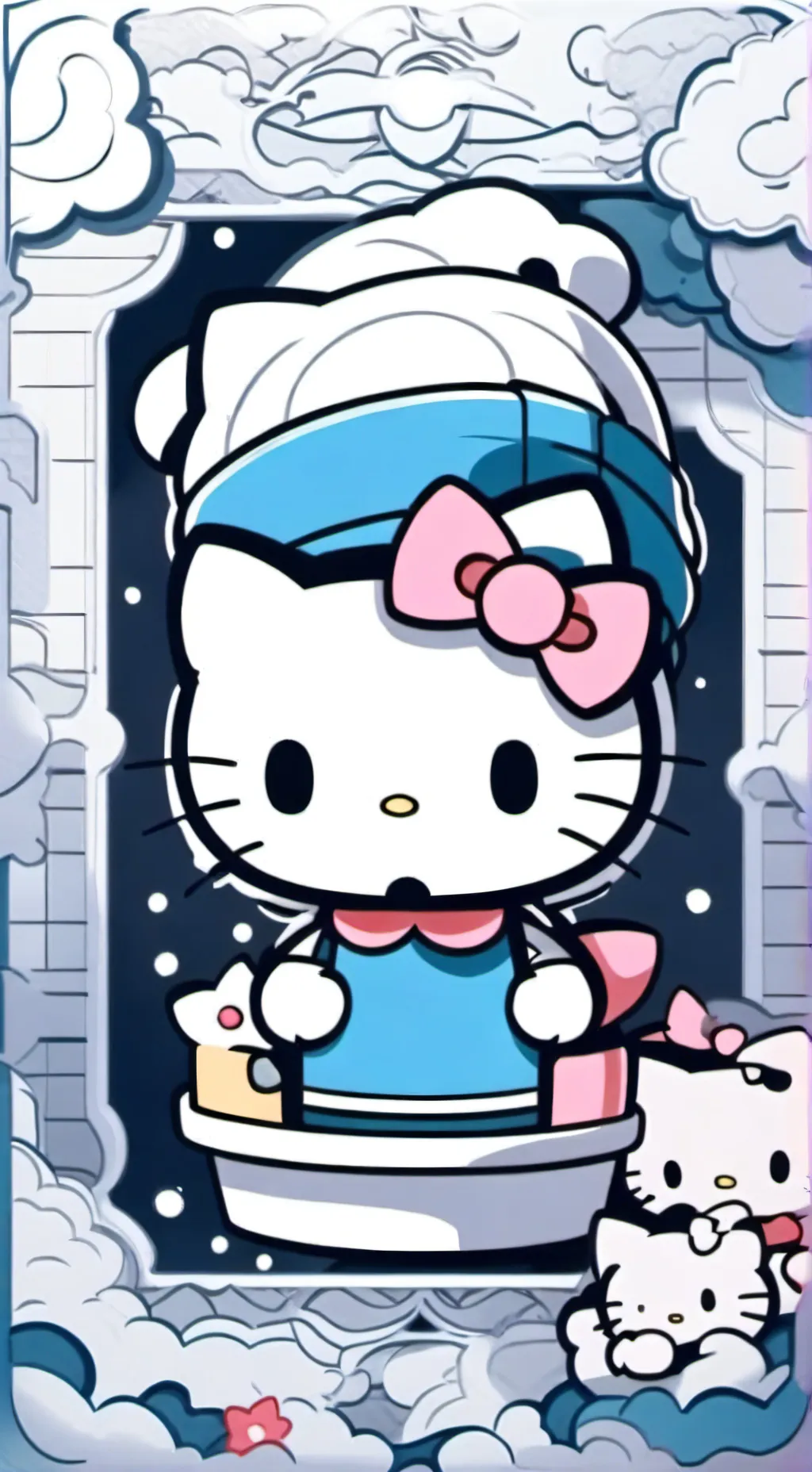 ai character: hello Kitty world background