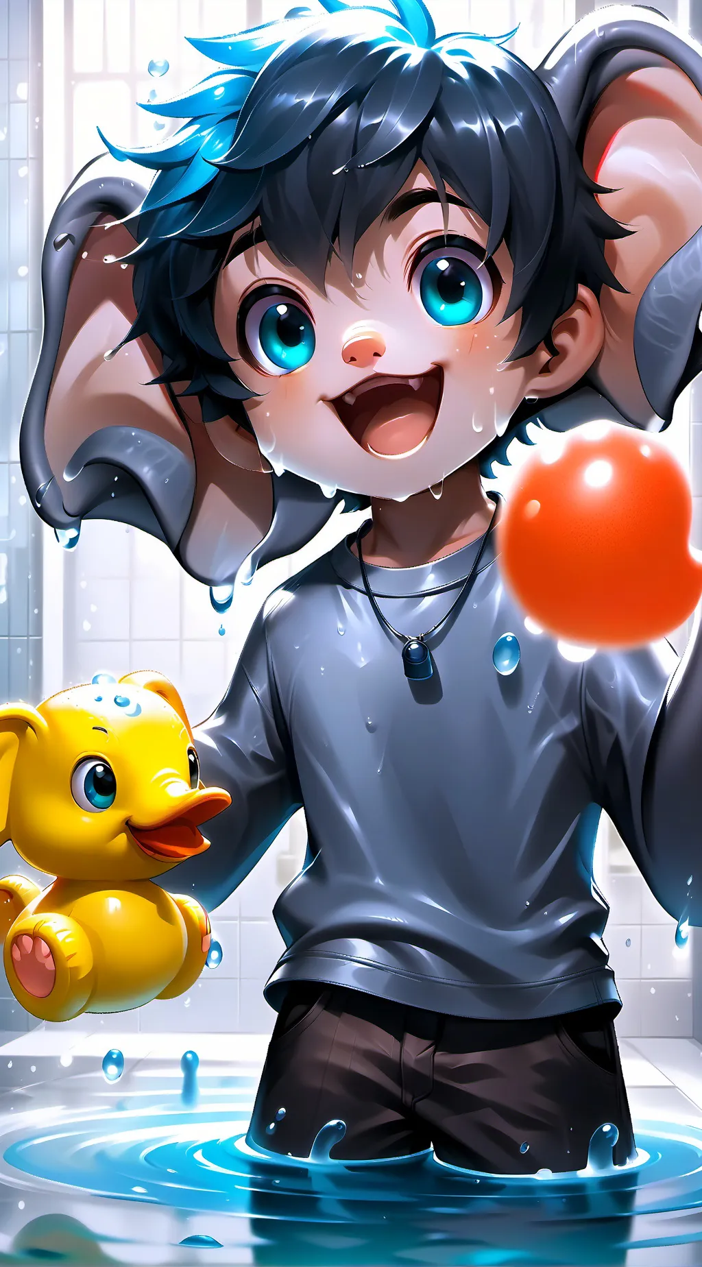 ai character: Aqua Elephant Furry background
