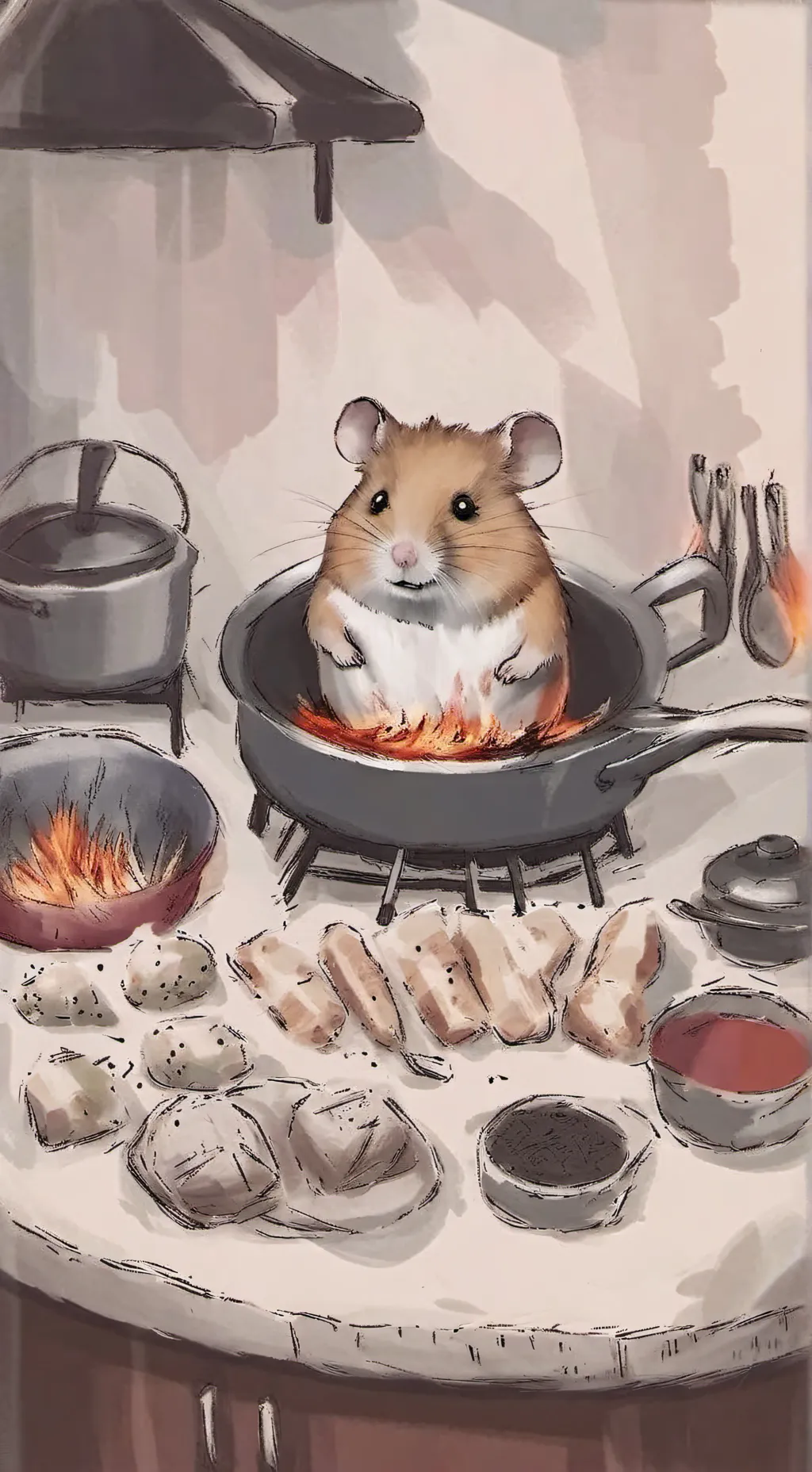 ai character: hamster is COOKED  background