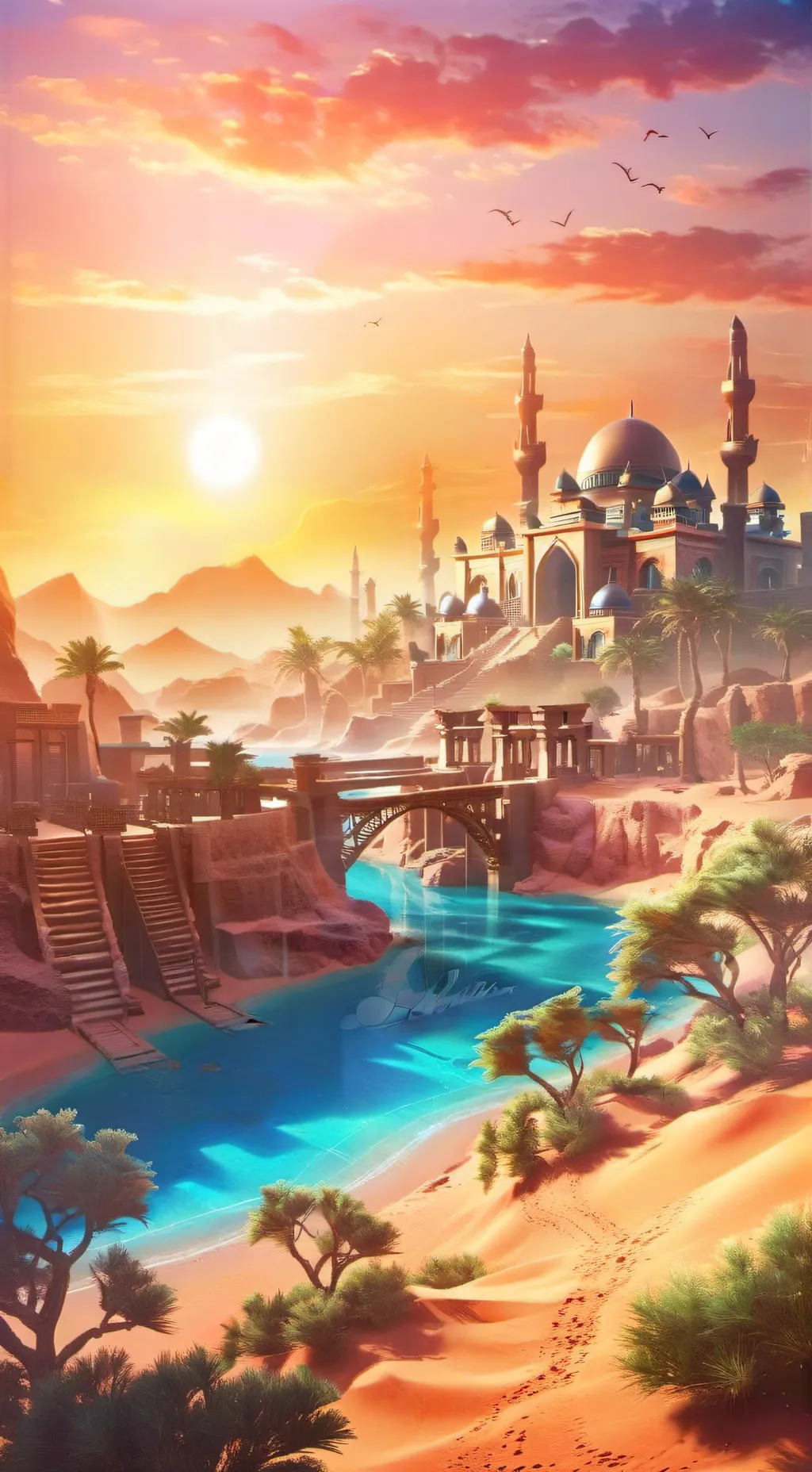 ai character: Egyptian city background