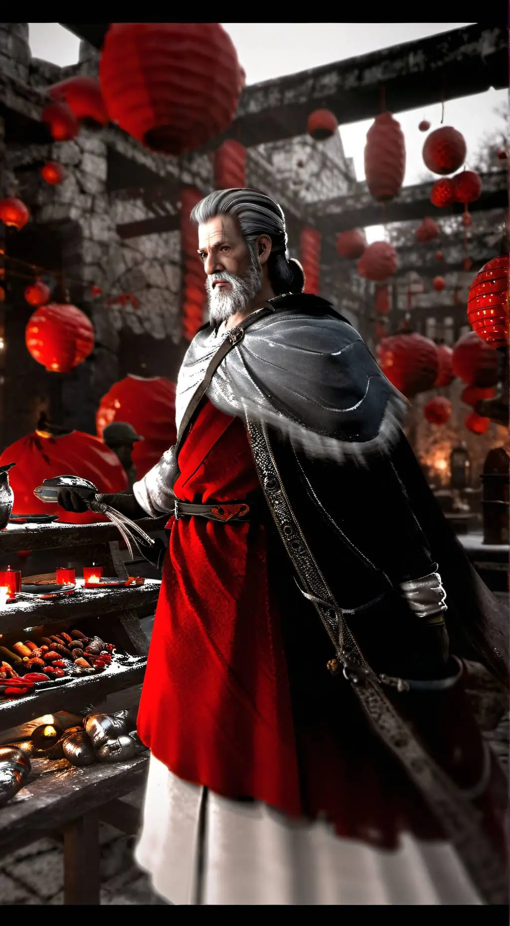 ai character: meme Merchant background