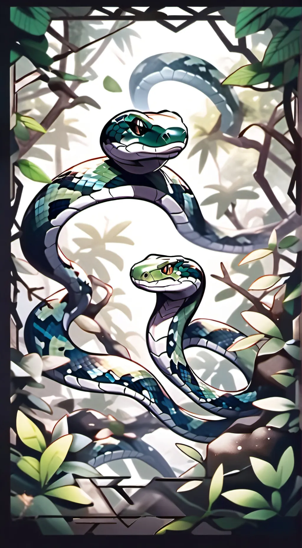 ai character: Snowflake snake background