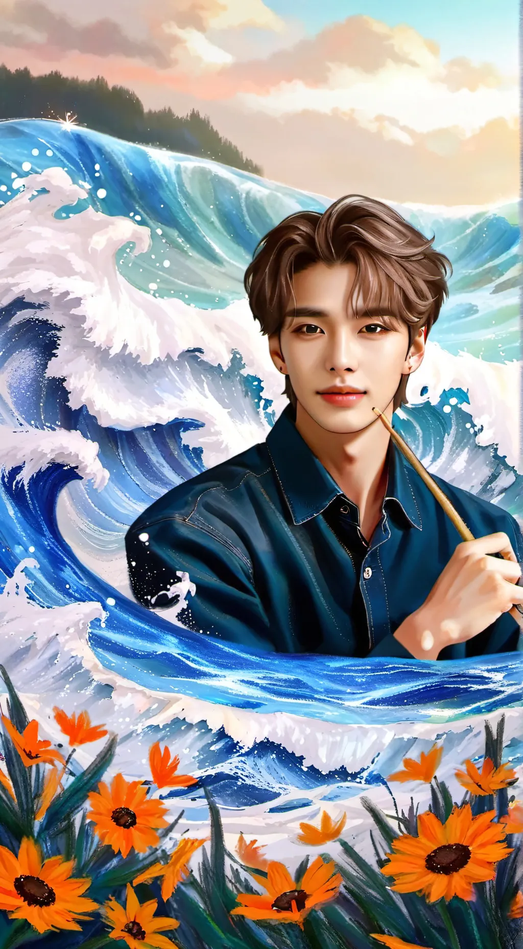 ai character: Hyunjin.  background