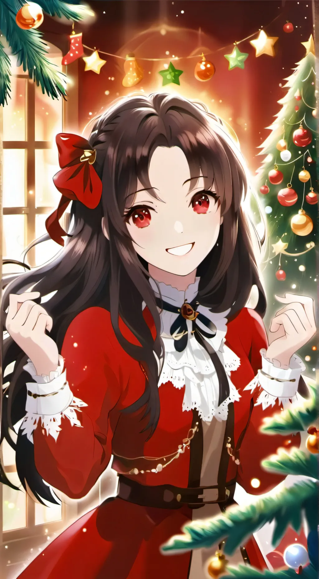 ai character: Ruby Sparkle background