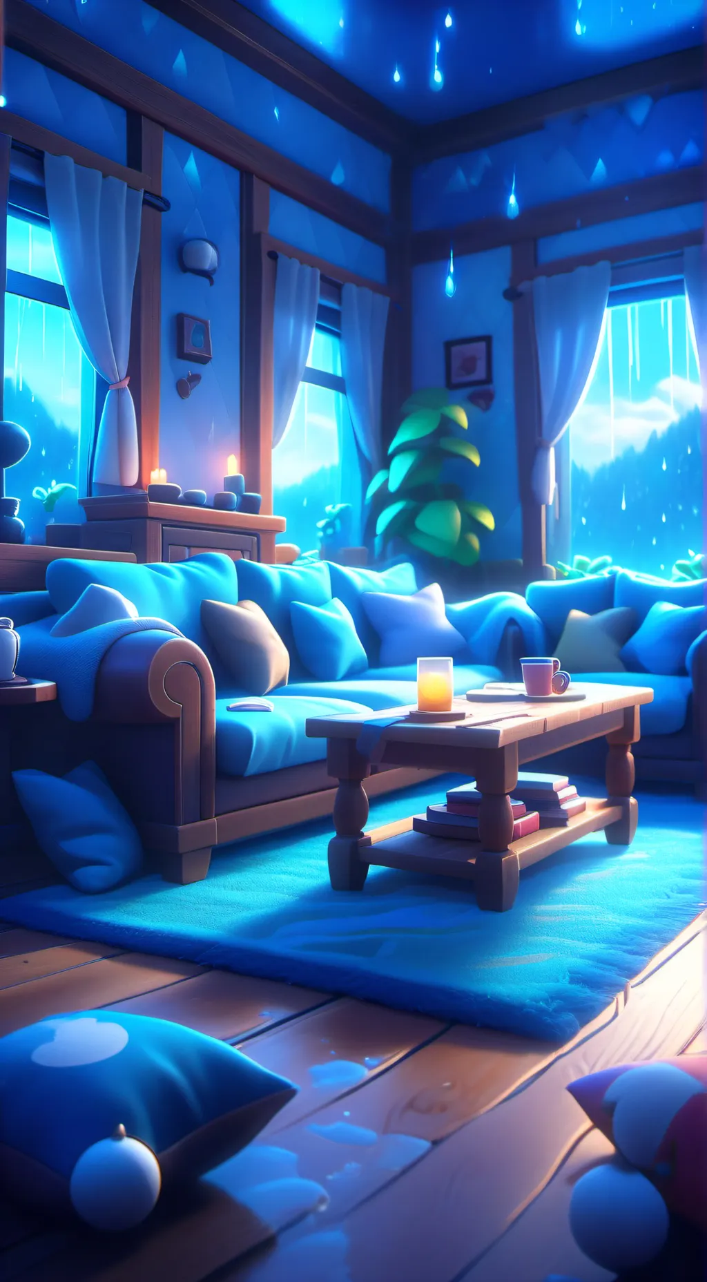 ai character: MHA rainy day background