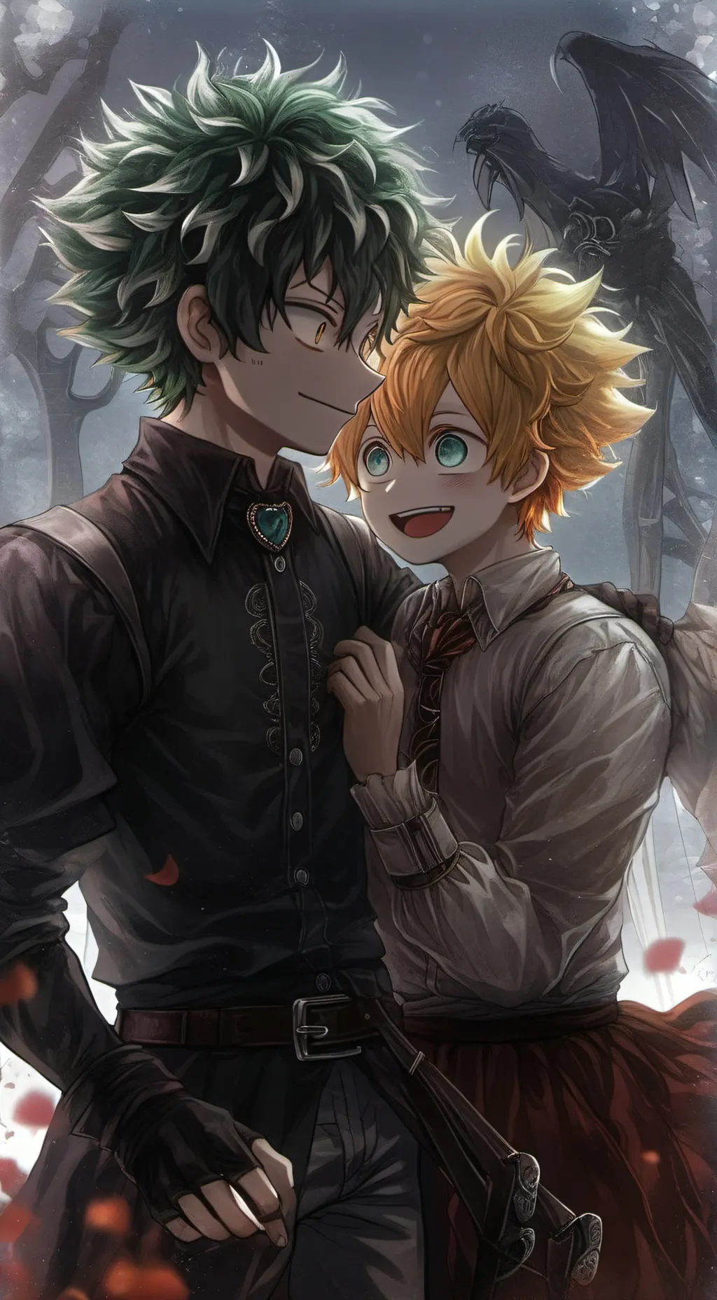 ai character: bakugo y deku background