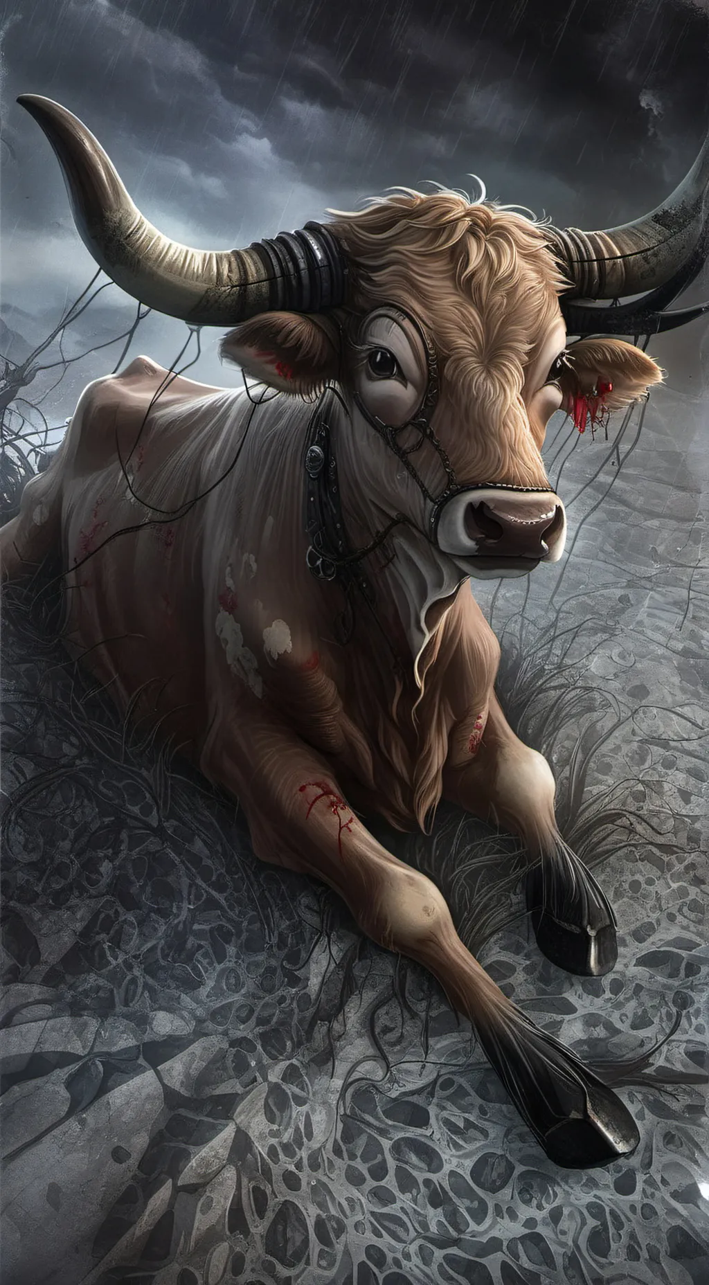ai character: de-dead baby.cow.. background