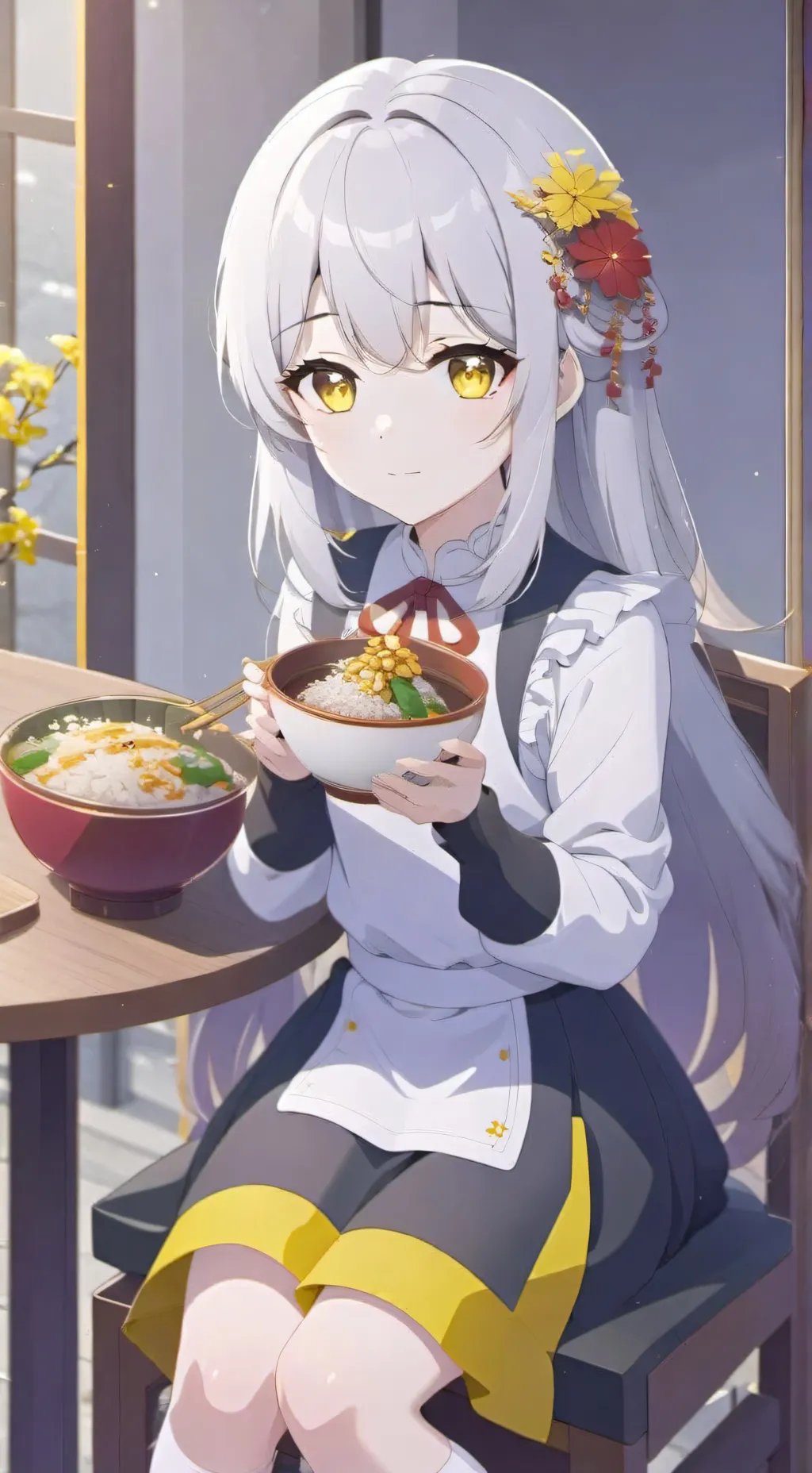 ai character: emoji girl  background