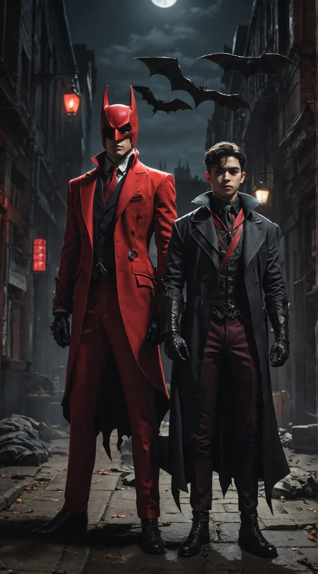 ai character: Batman y Robin  background