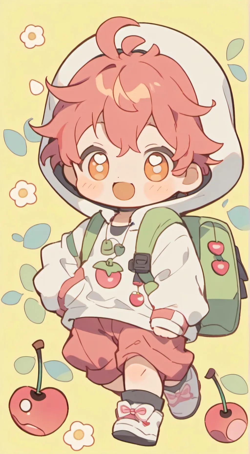 ai character: cherry 🍒🍒🌸🌸 background