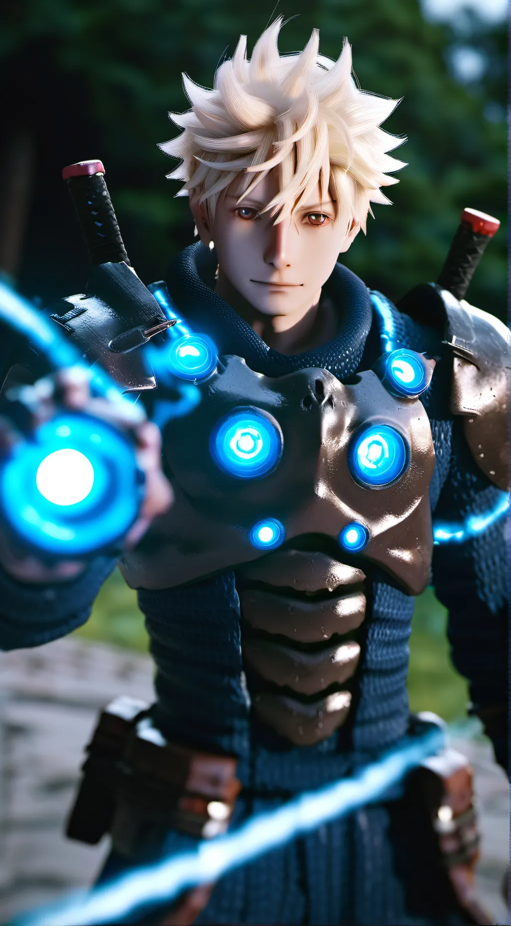 ai character: gojo cyborg  background