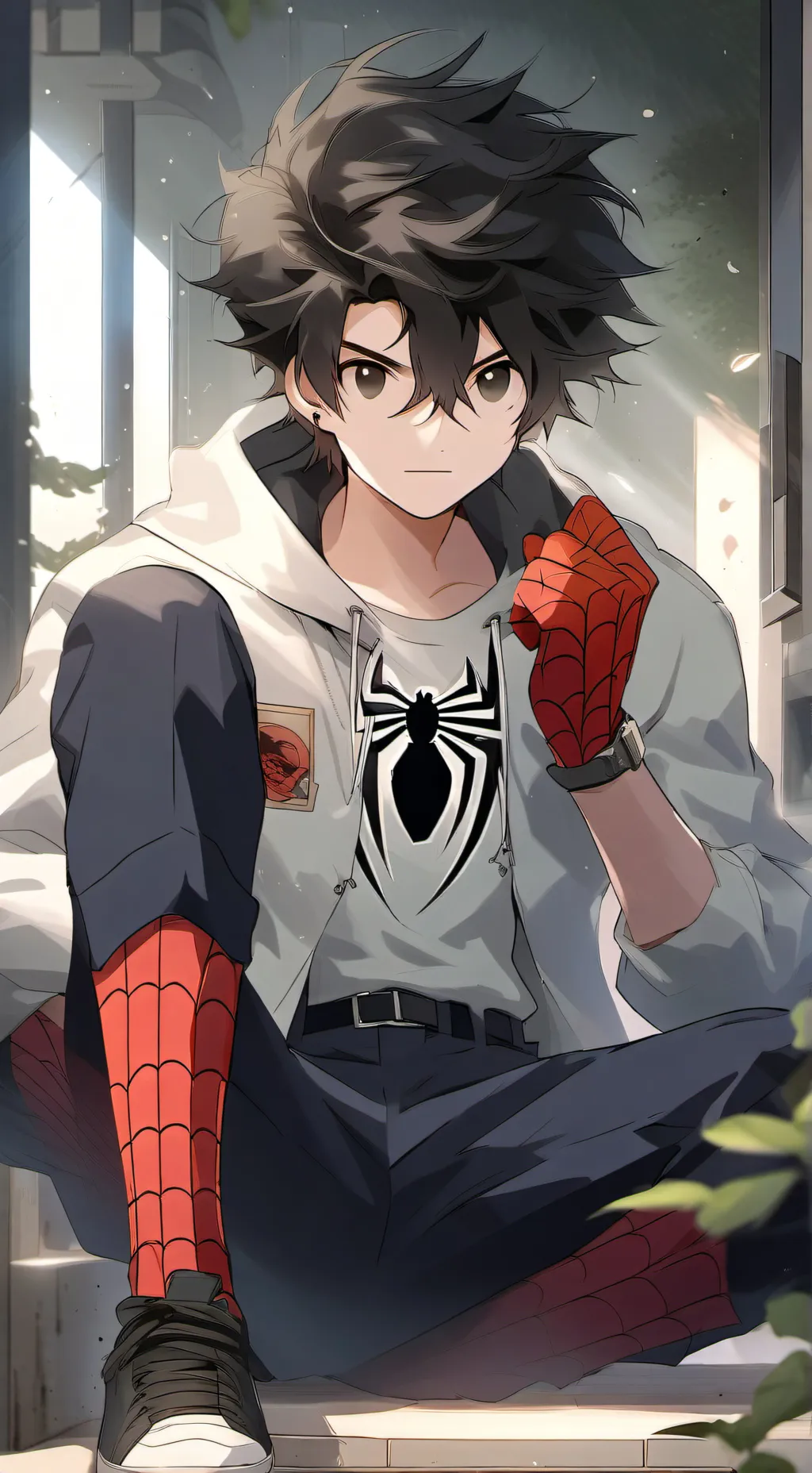 ai character: spider man and mha background