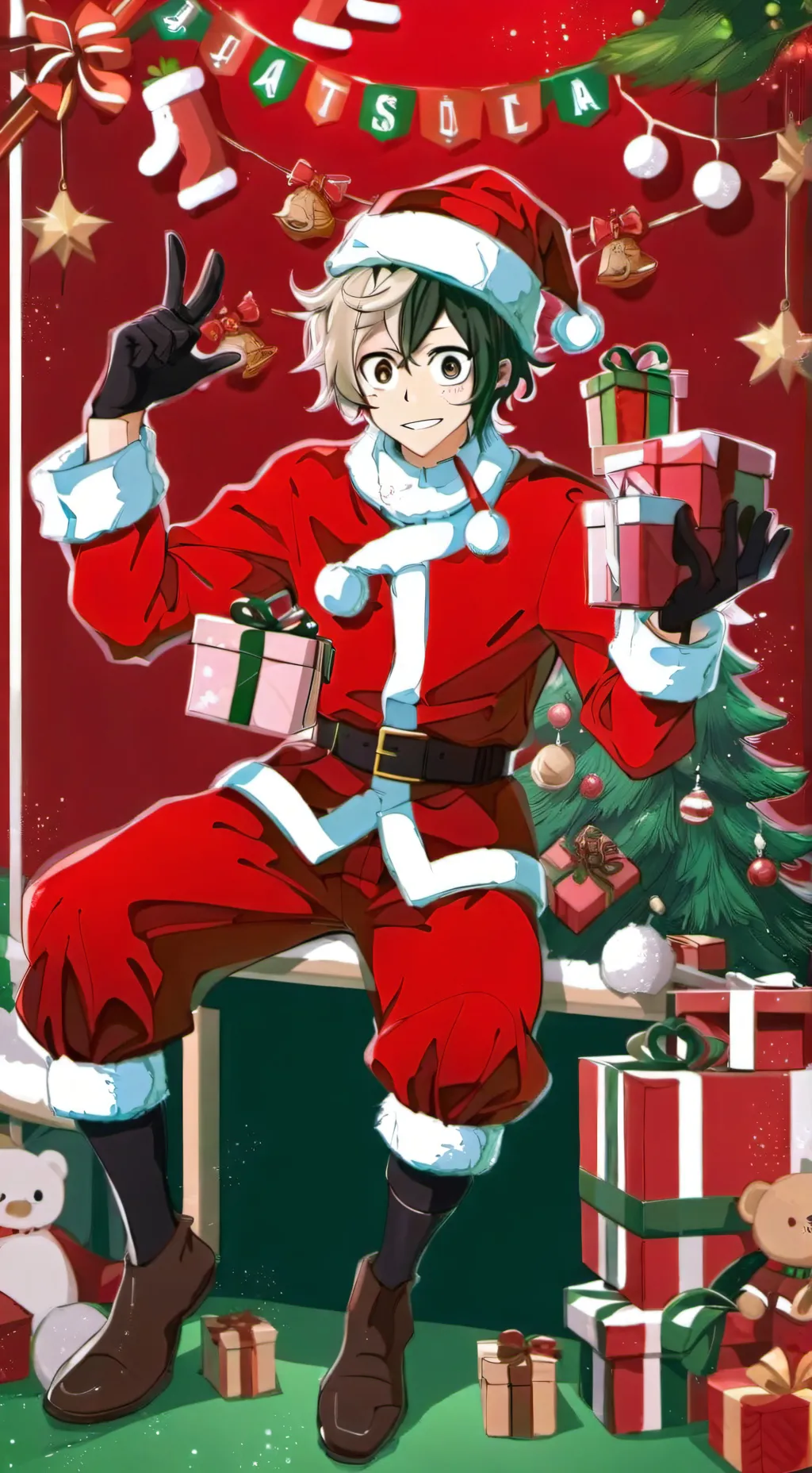 ai character: MHA Christmas  background