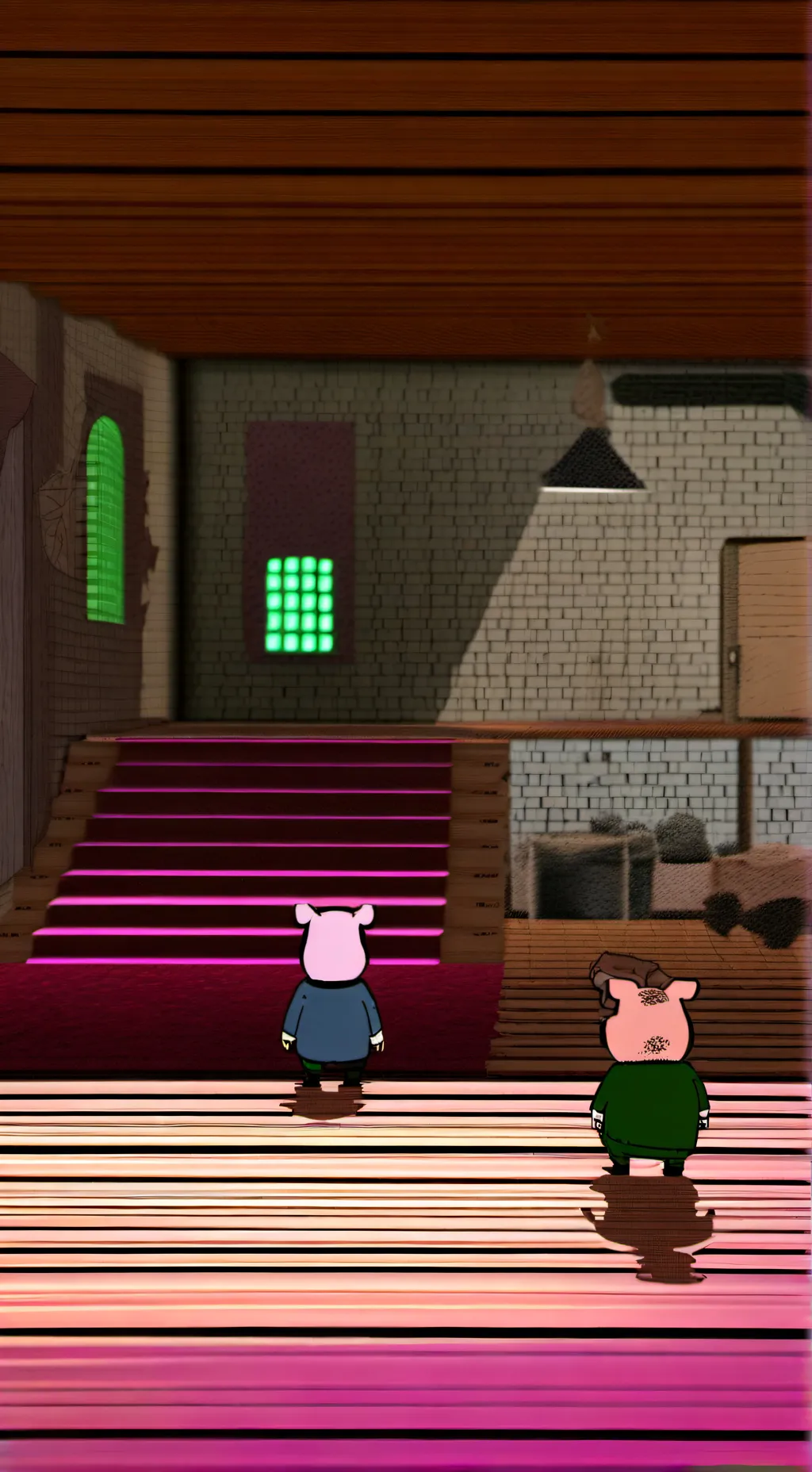 ai character: papa piggy  background
