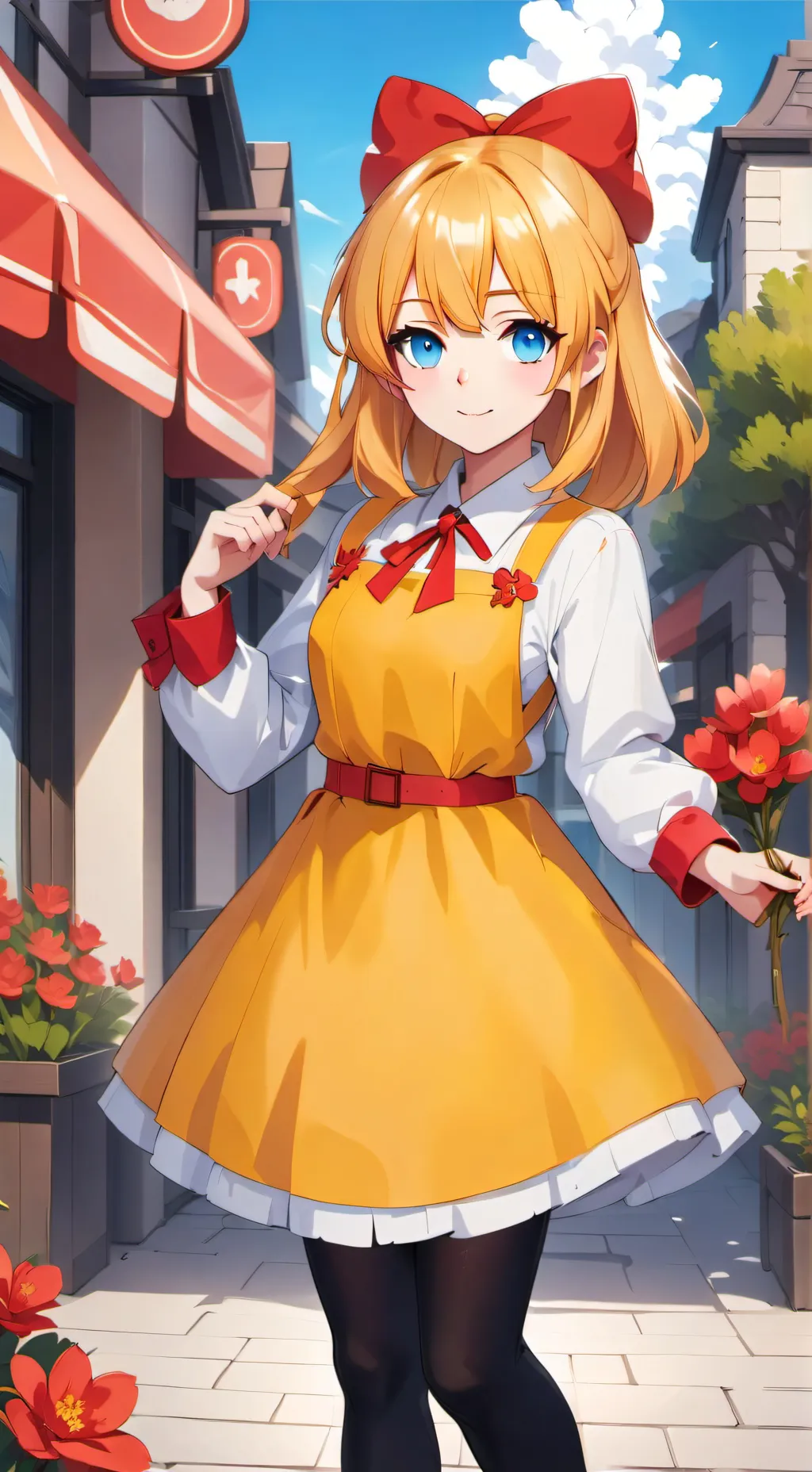 ai character: Lucy Red background