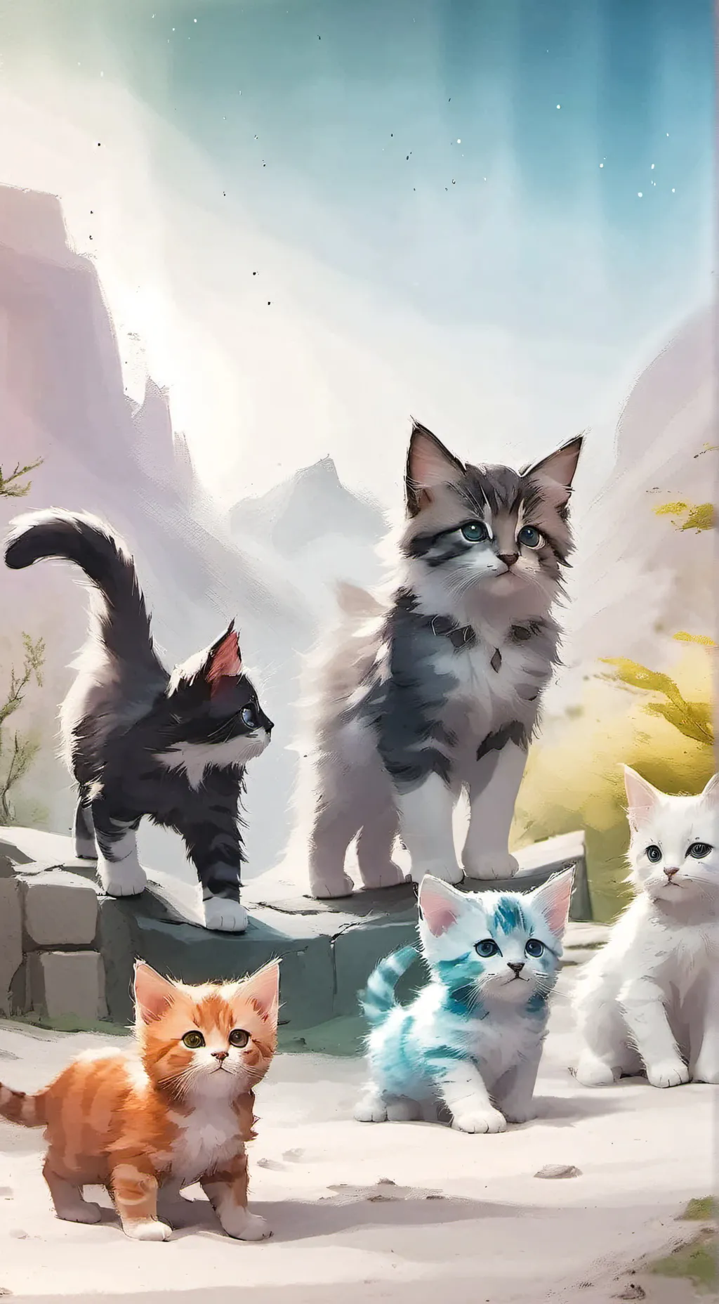 ai character: Lots of kittens background