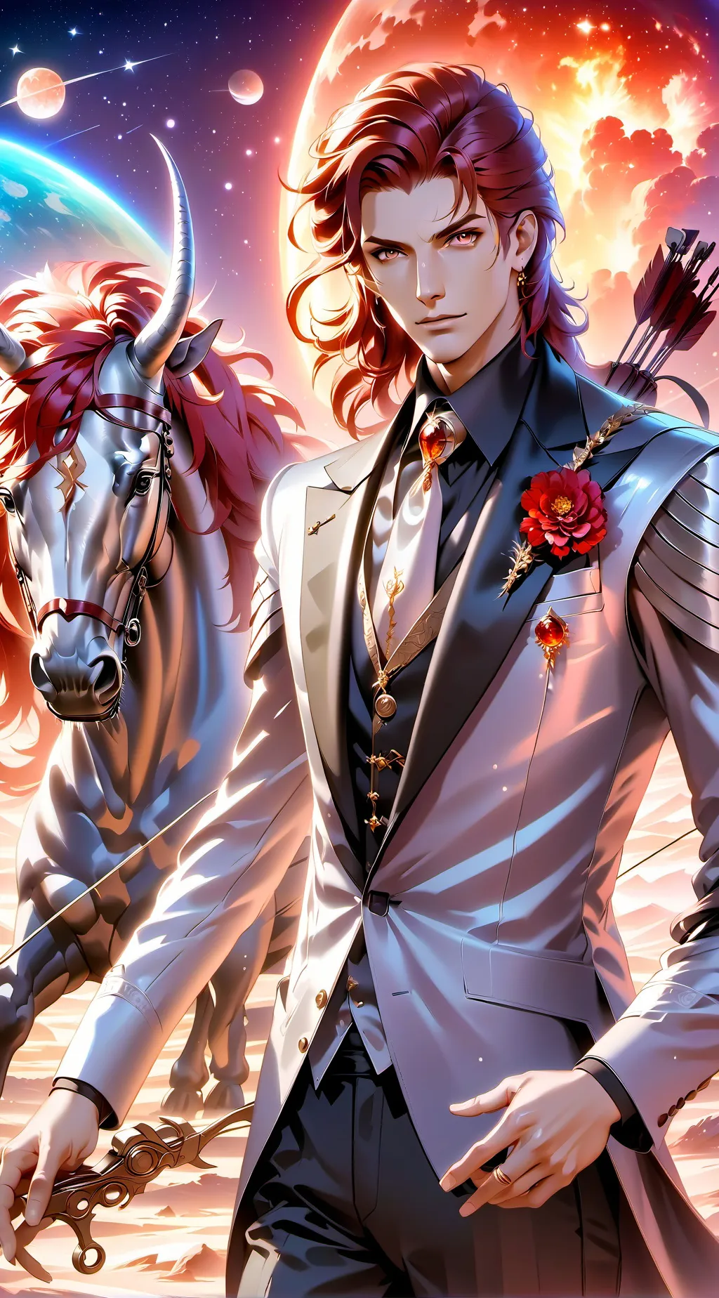 ai character: Sagittarius  background