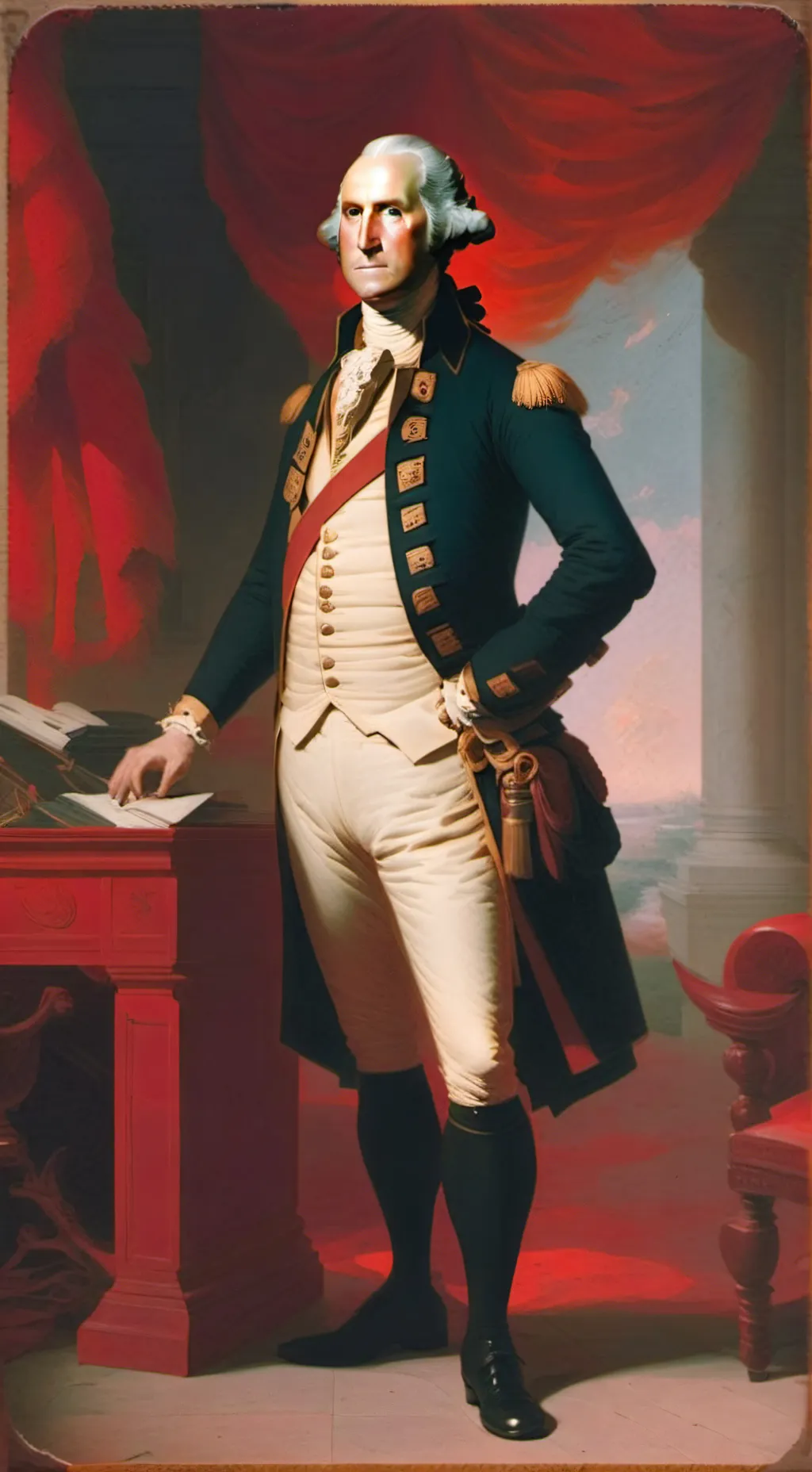 ai character: George Washington  background