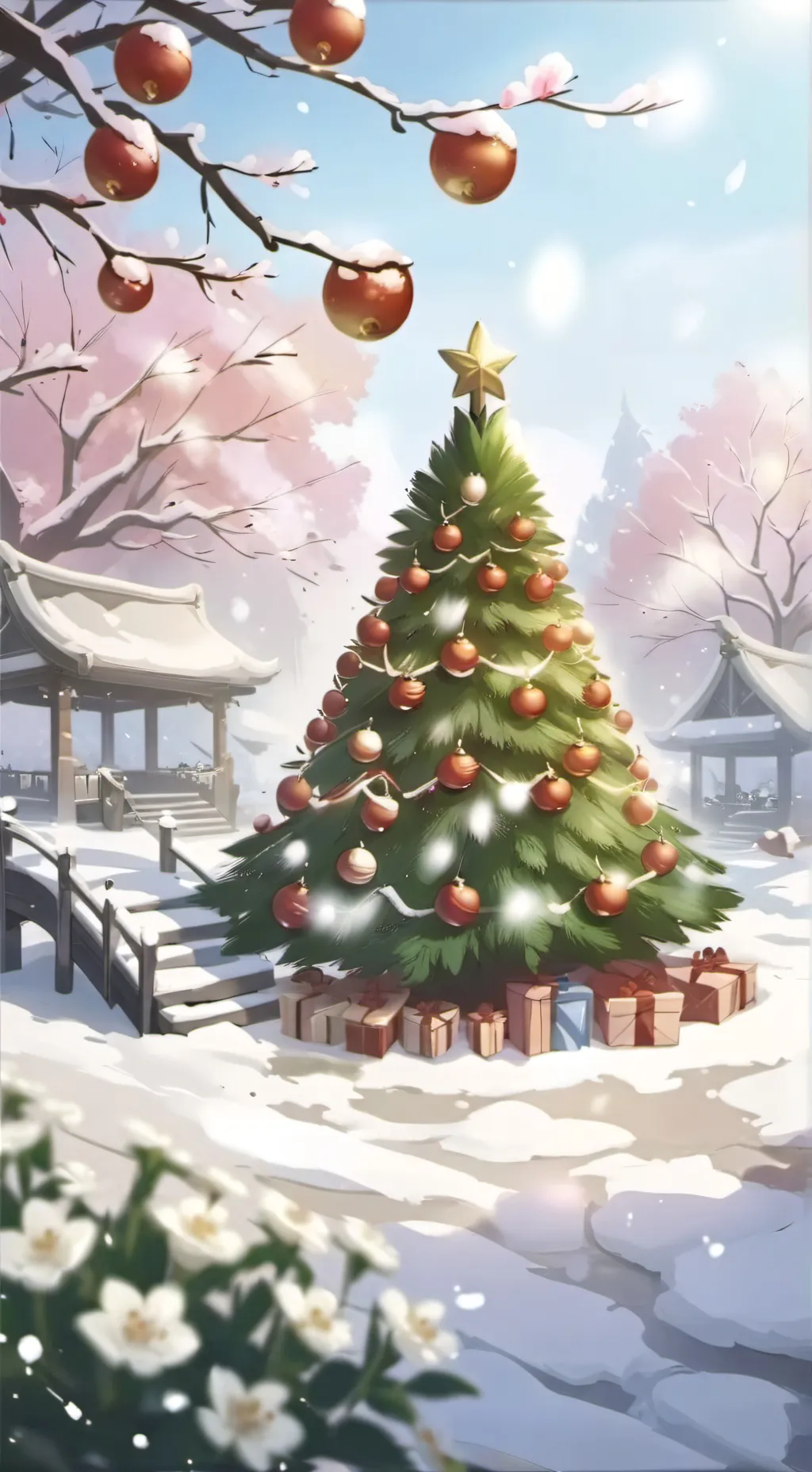 ai character: Christmas kny background