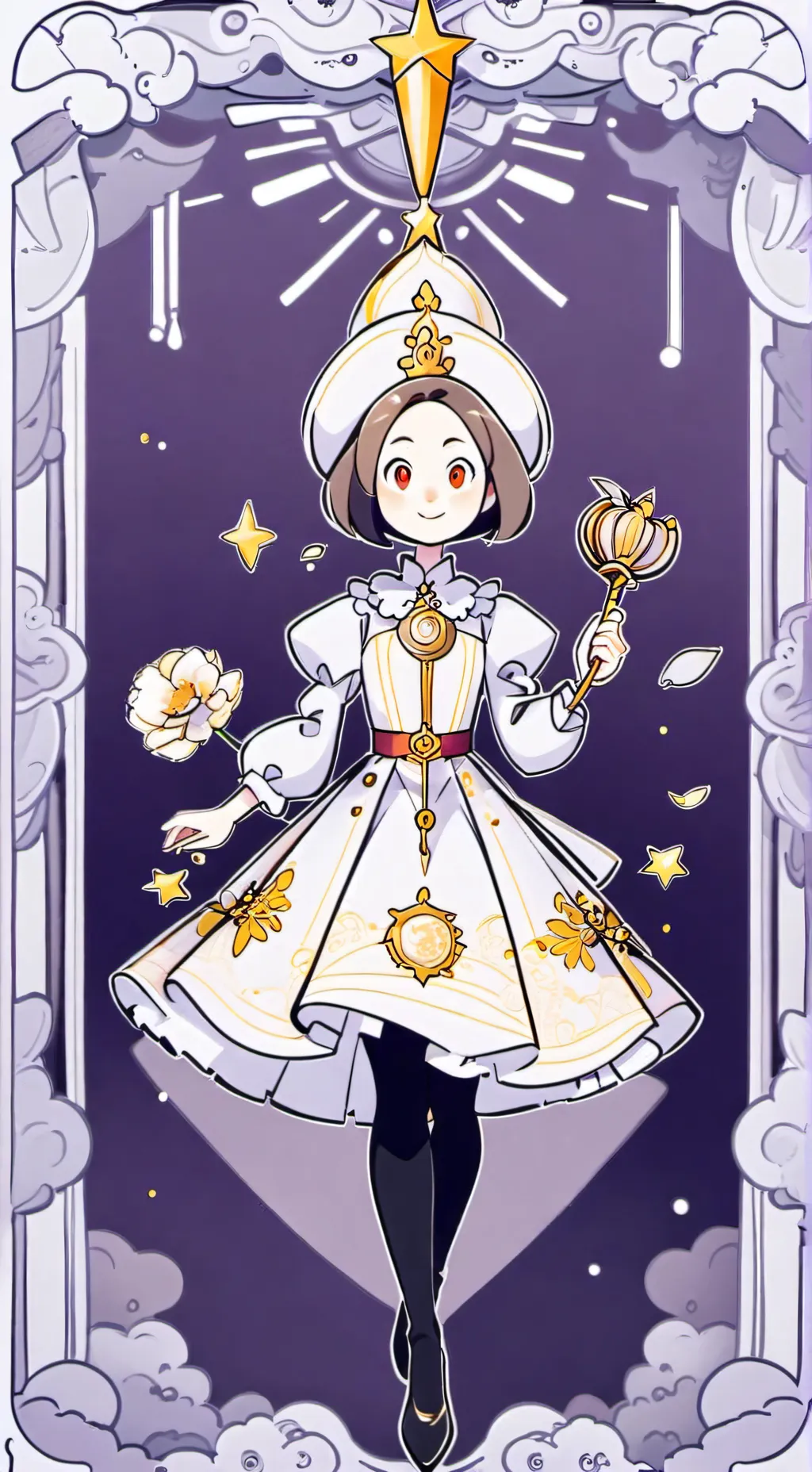 ai character: Cream Moonstone background