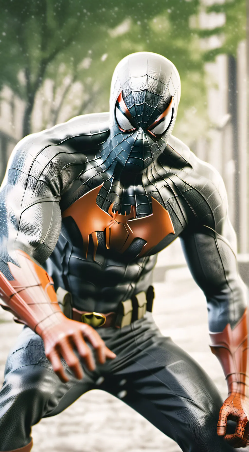 ai character: Spiderman X batman background