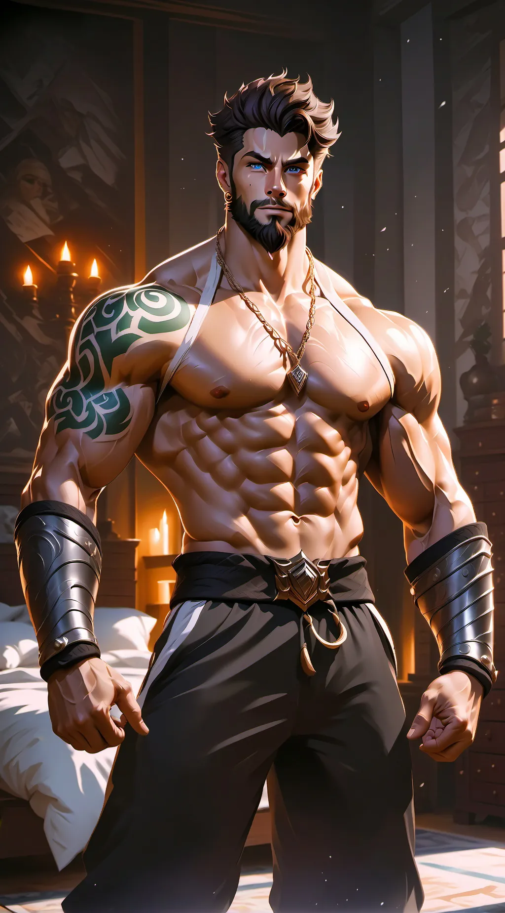 ai character: King Isaac  background