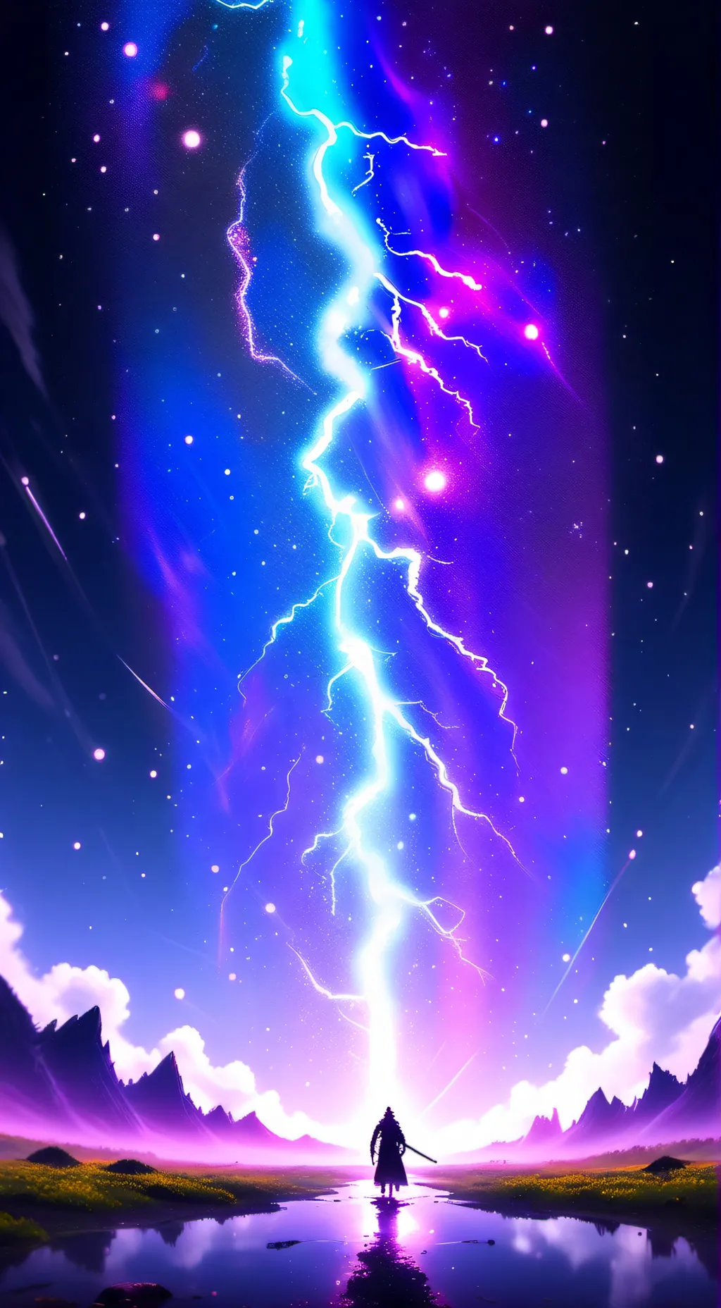 ai character: Lighting strike background