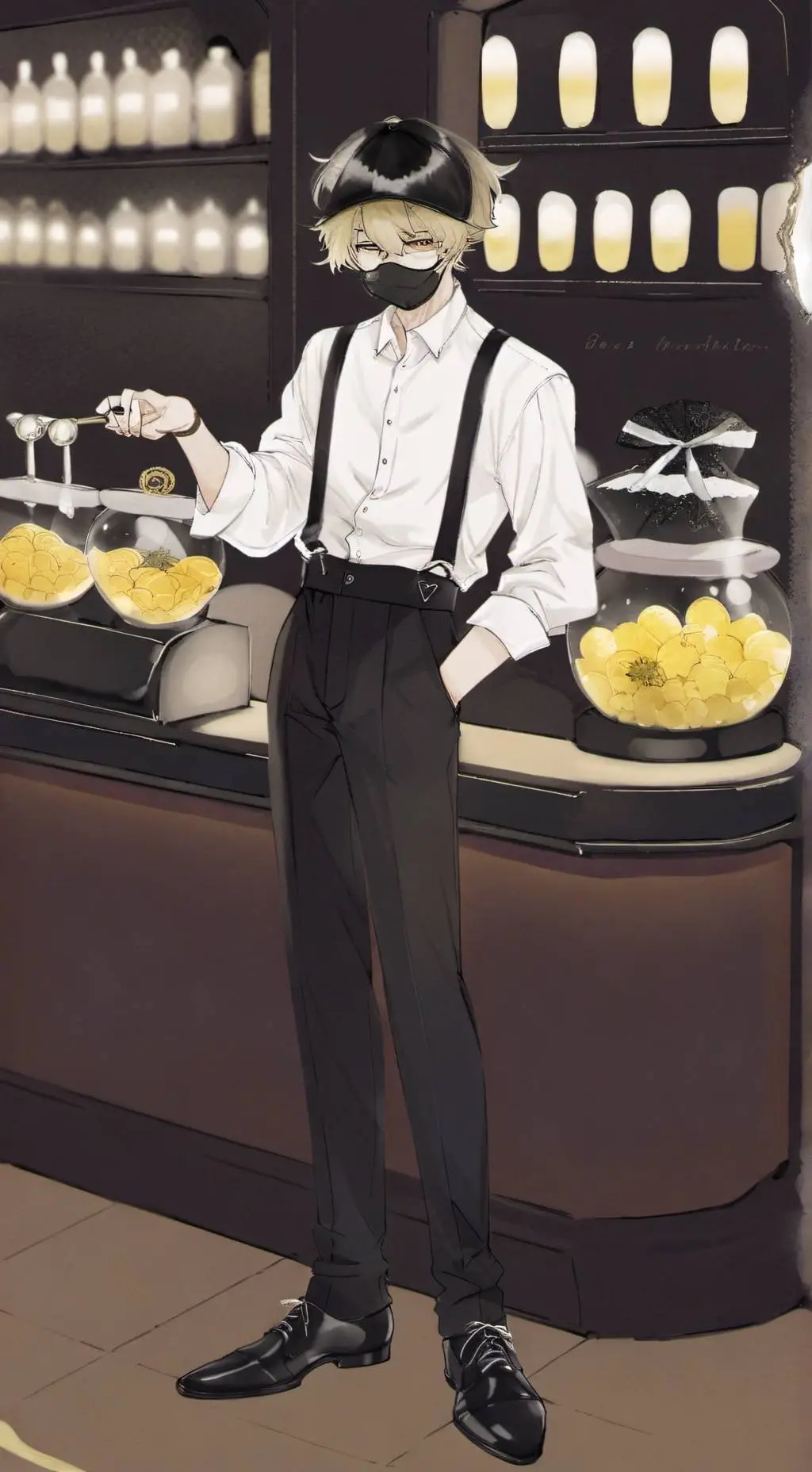 ai character: cashier  background