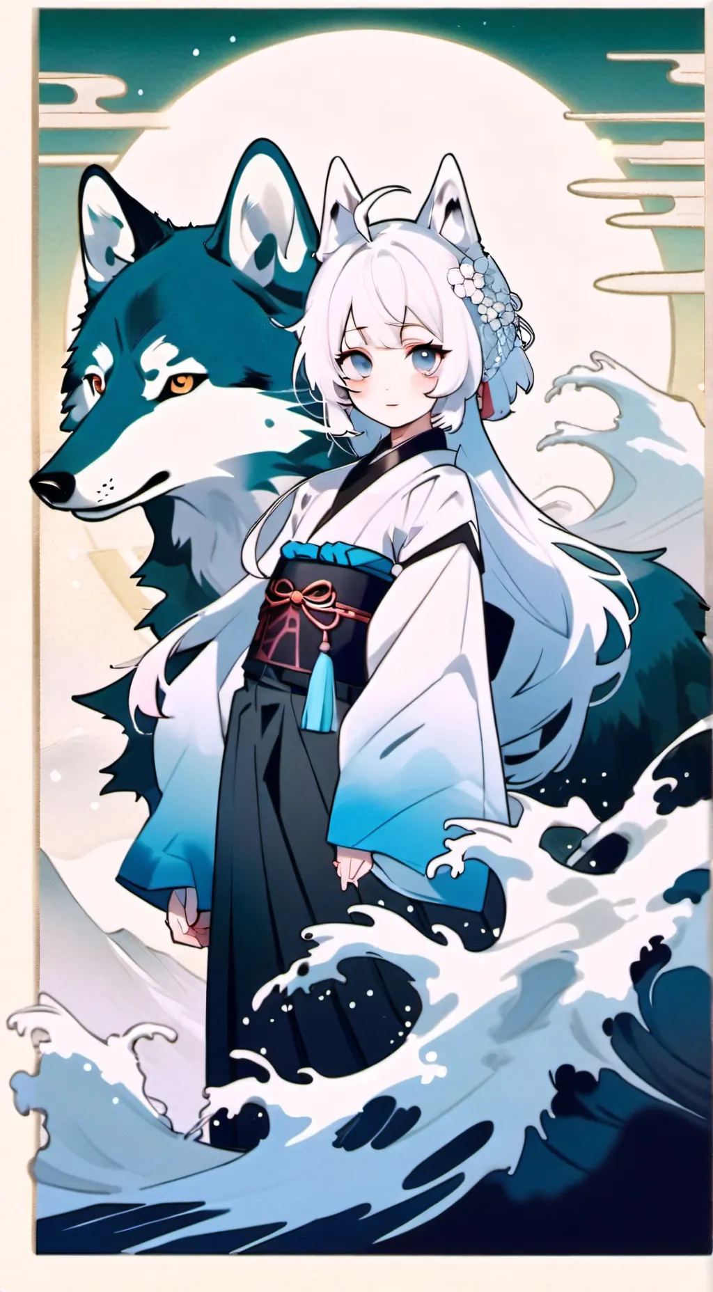 ai character: mha wolf hybrid  background