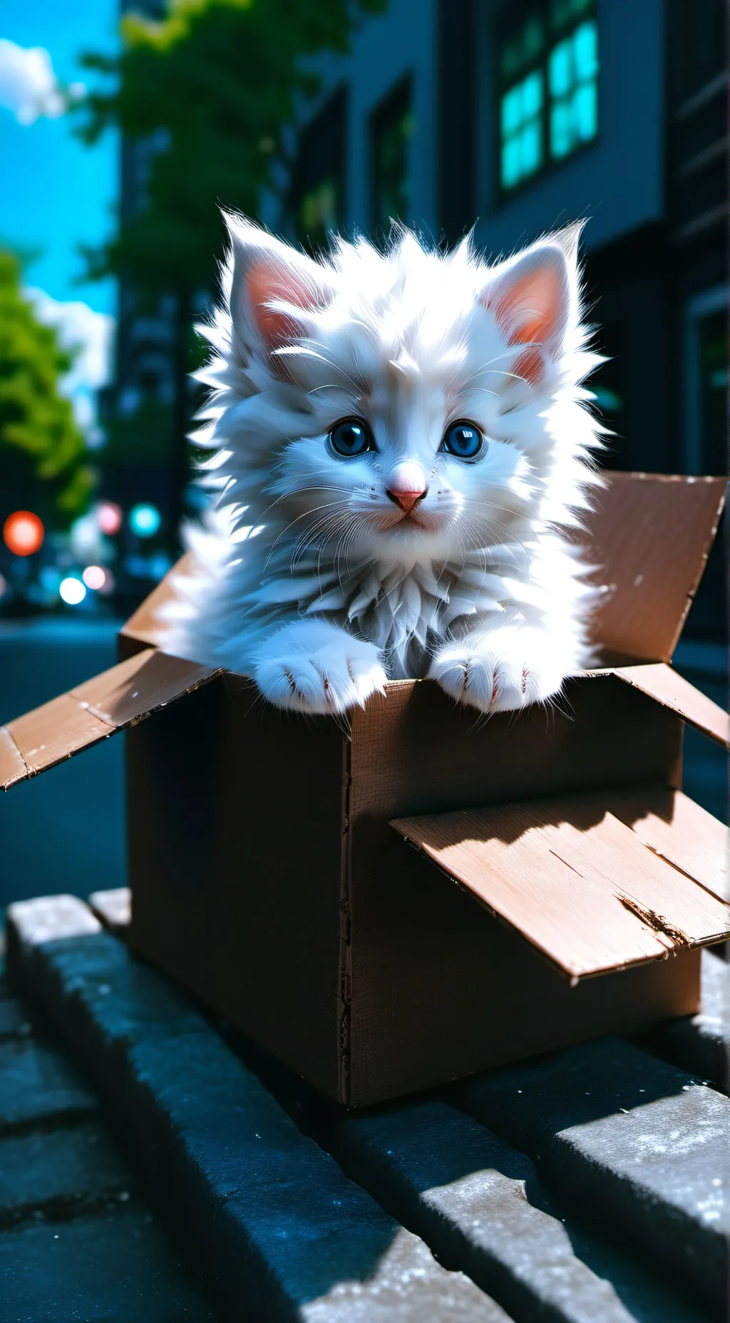 ai character: A white kitten background