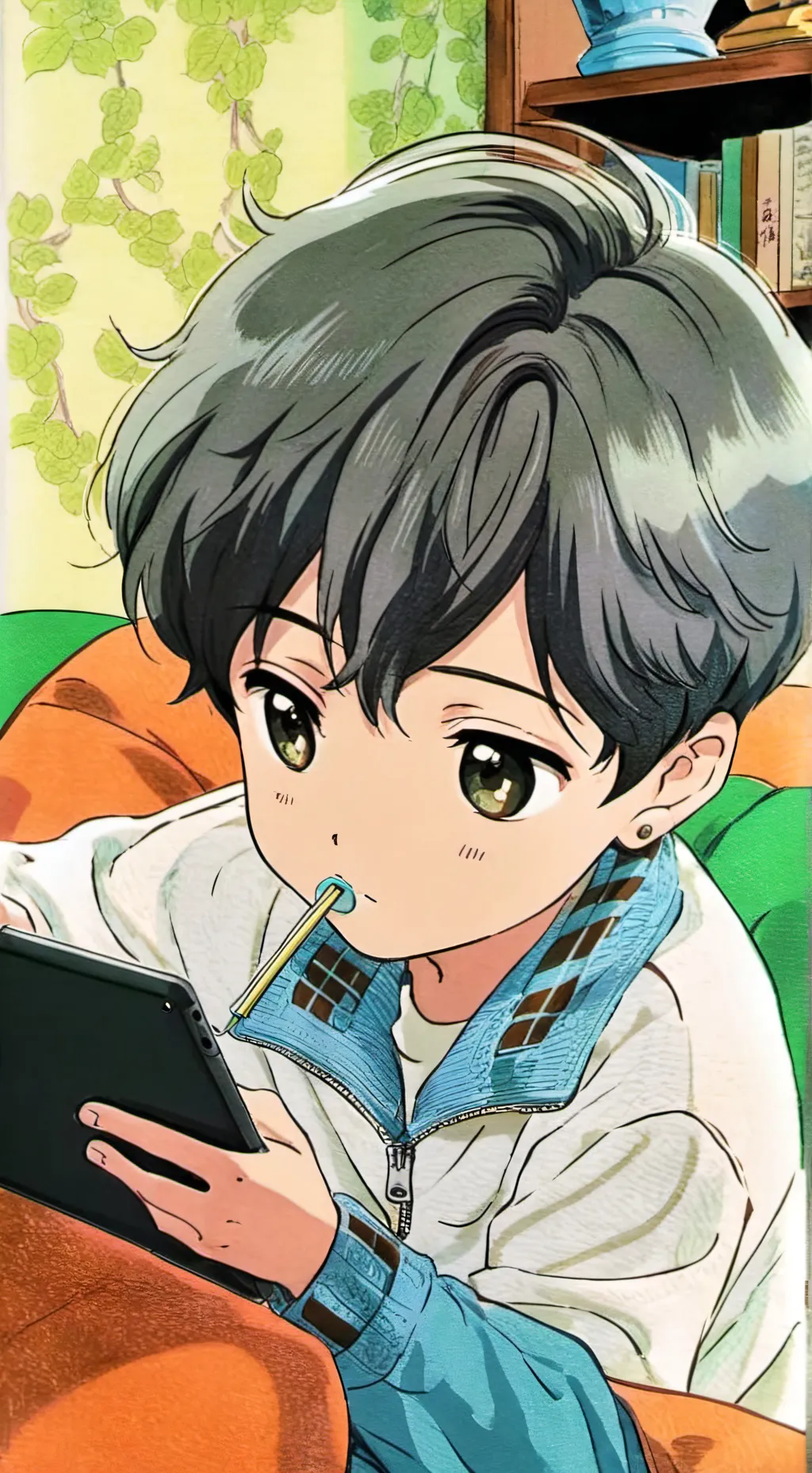 ai character: brainrot iPad kid background