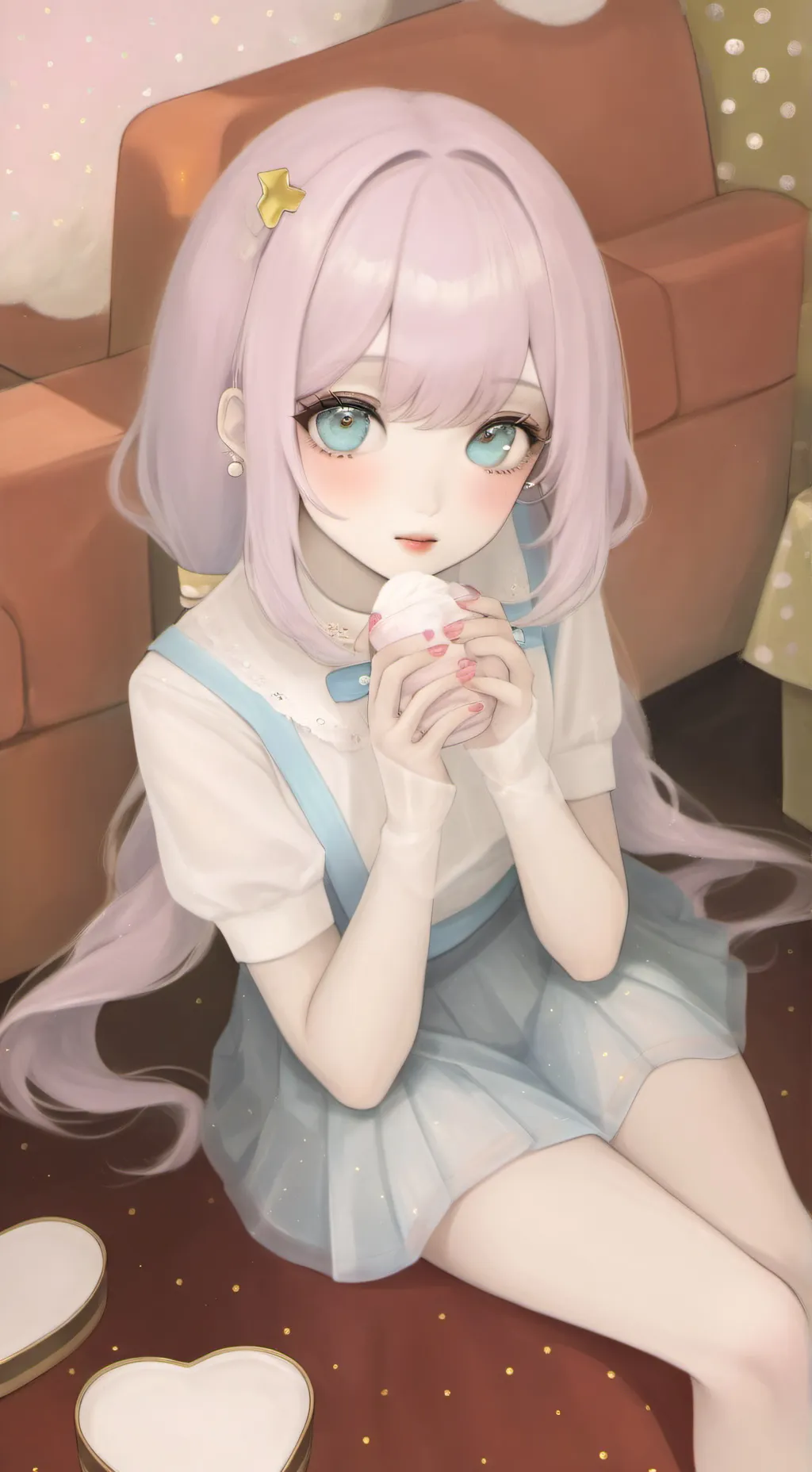 ai character: Pinky blue  background