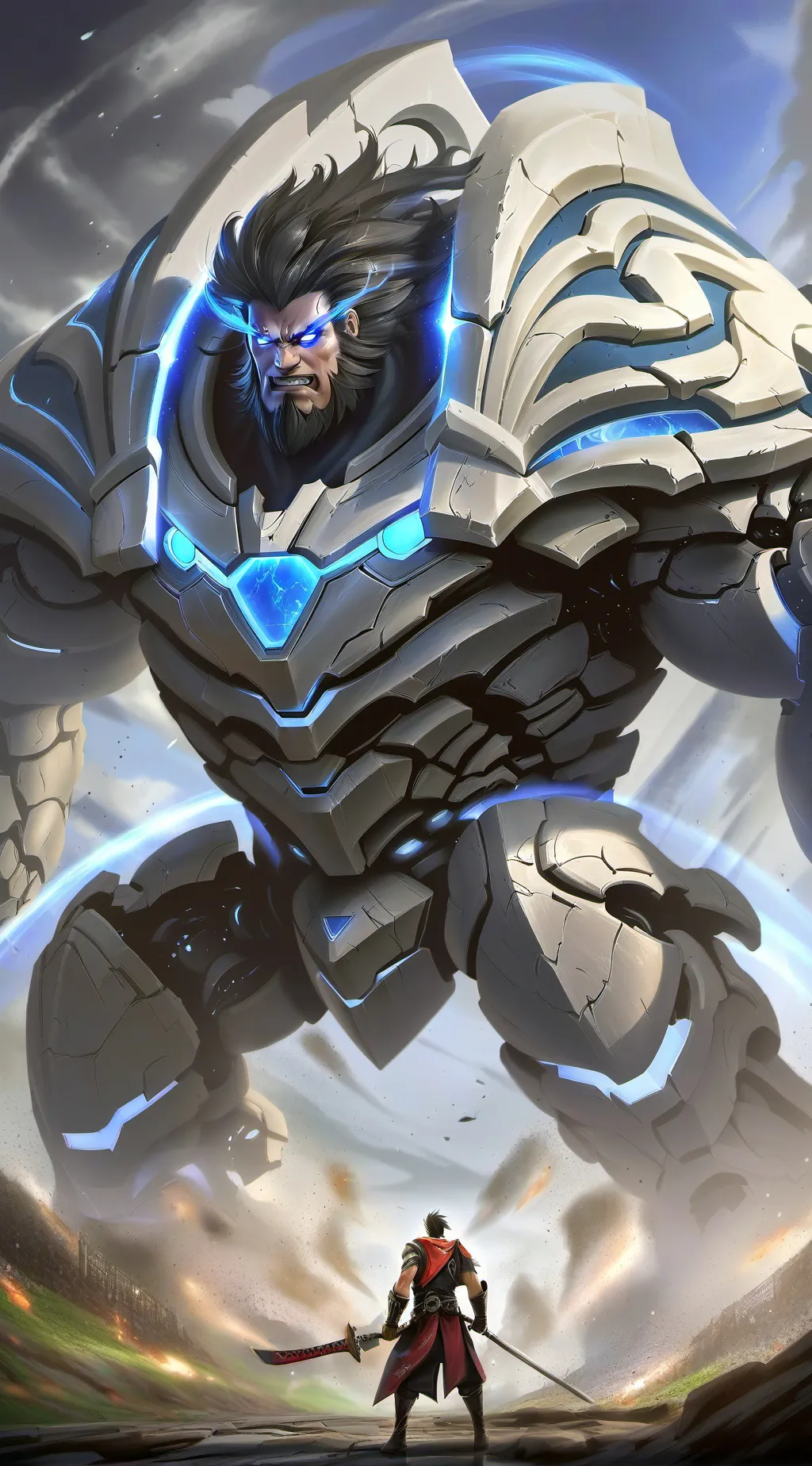 ai character: titan TV man  background