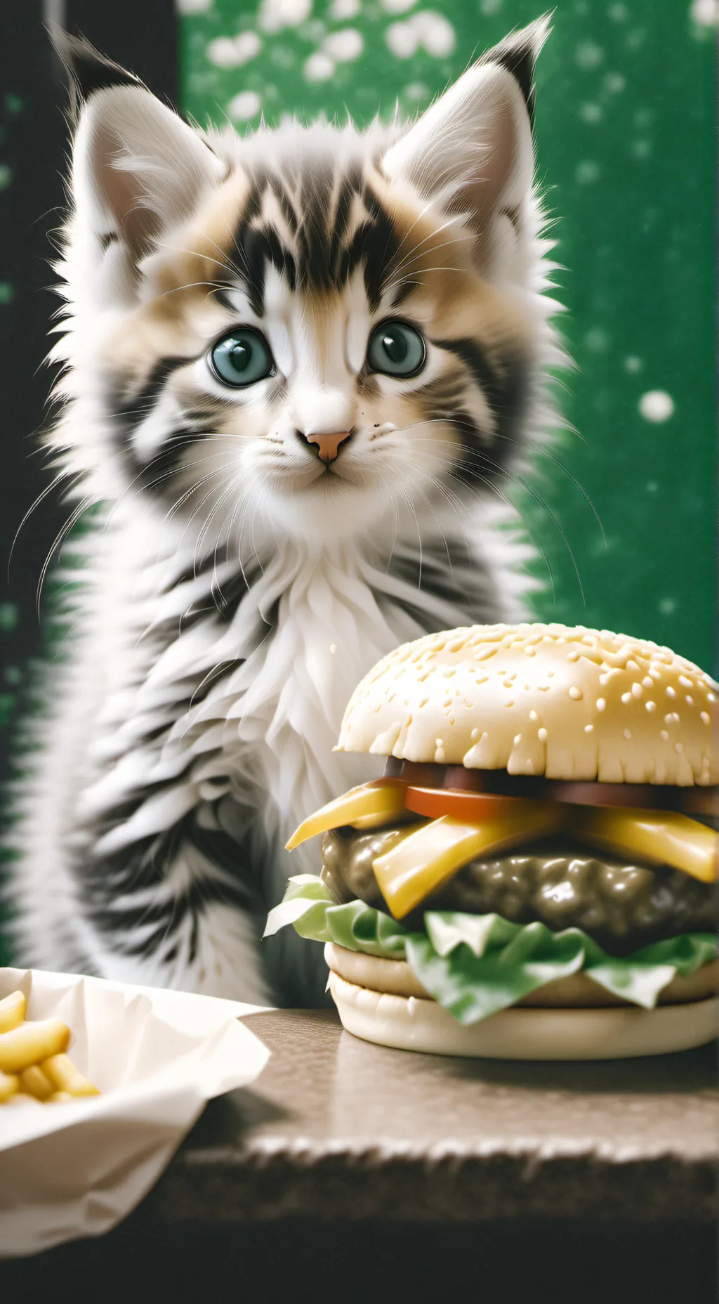 ai character: kitten  background