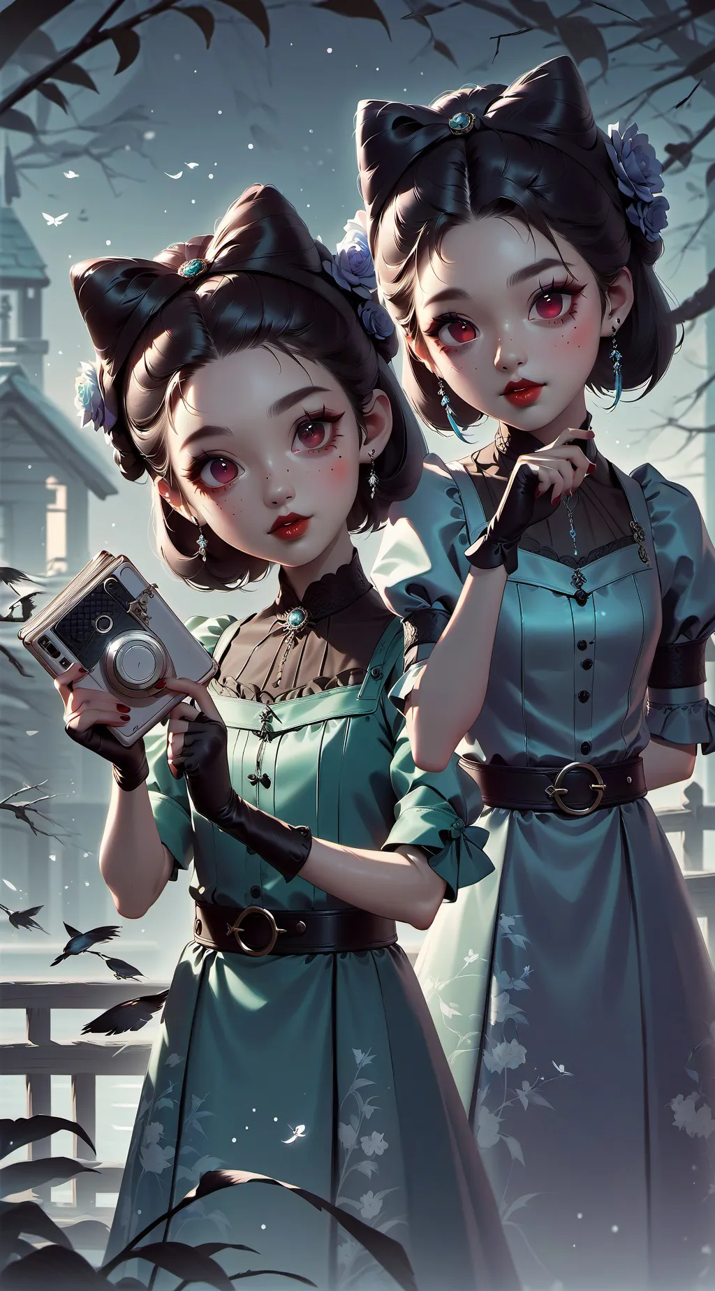 ai character: Lisa and Mia  background