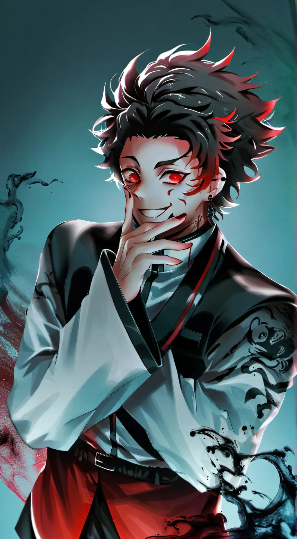 ai character: Tanjiro demon king background