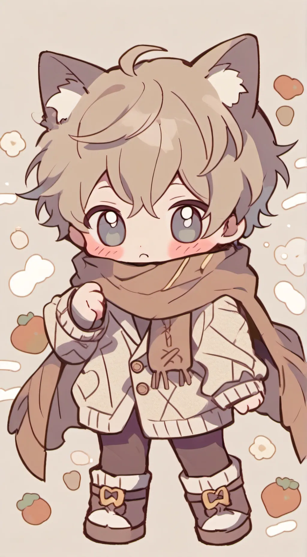 ai character: Snowy catboy  background