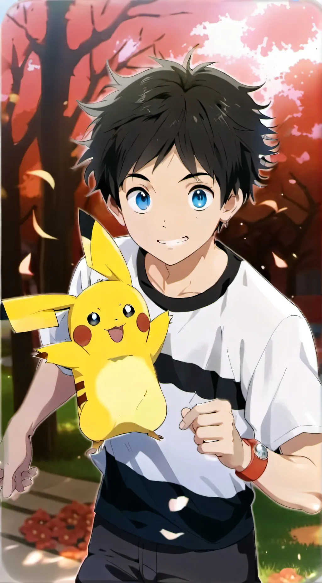 ai character: Ash & Pikachu  background