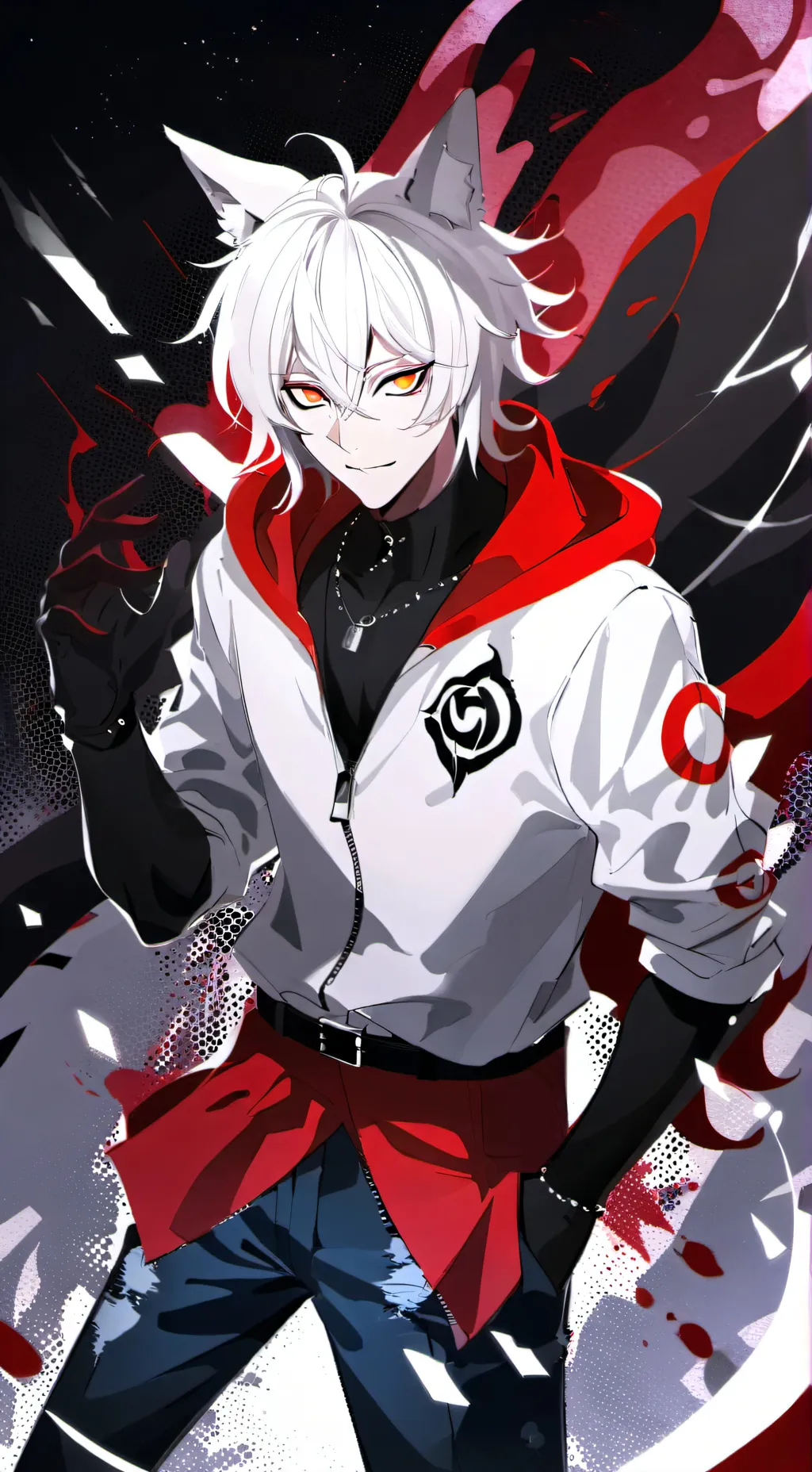 ai character: silver tech background