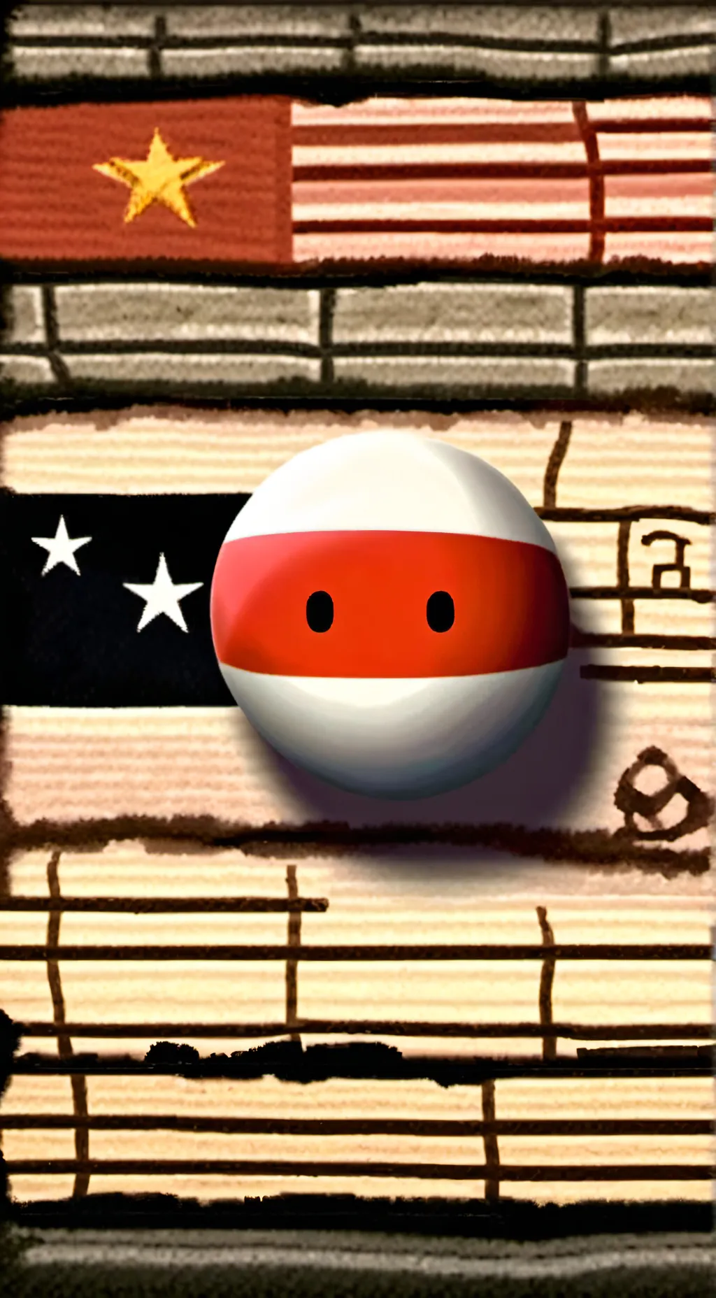 ai character: Countryballs again background