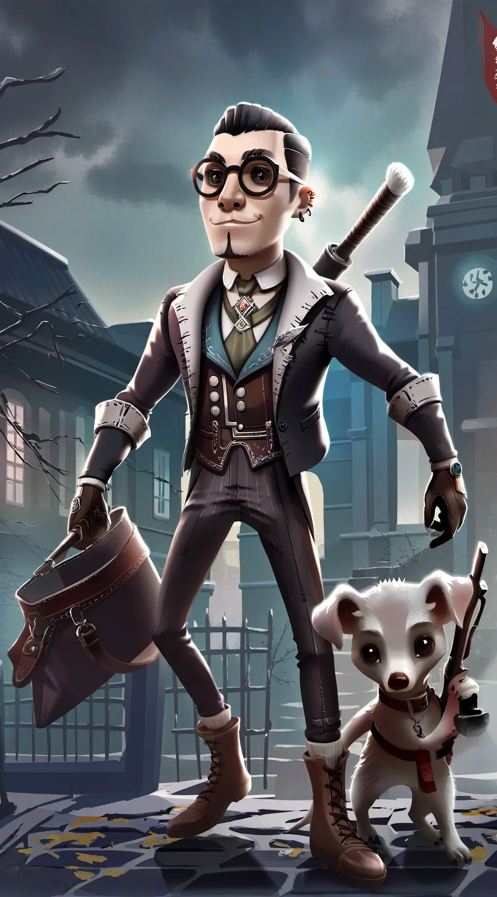 ai character: Hunter furry  background