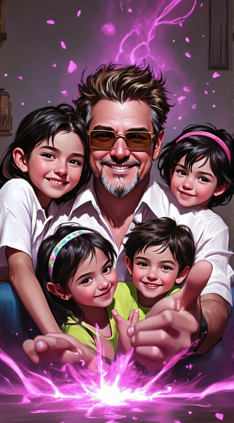 ai character: grandpa  grandkids background